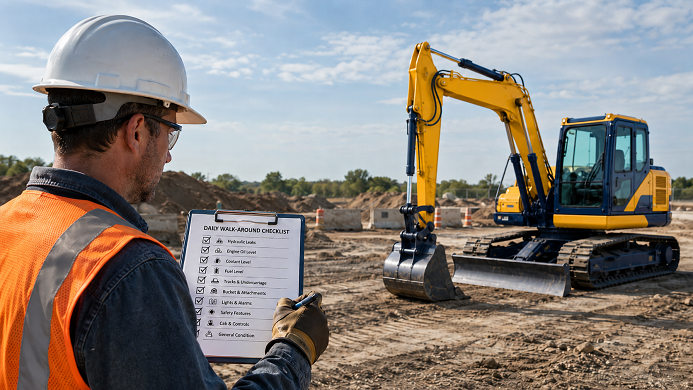 Excavator Daily Walk-Around Checklist: Prevent Downtime Before Startup