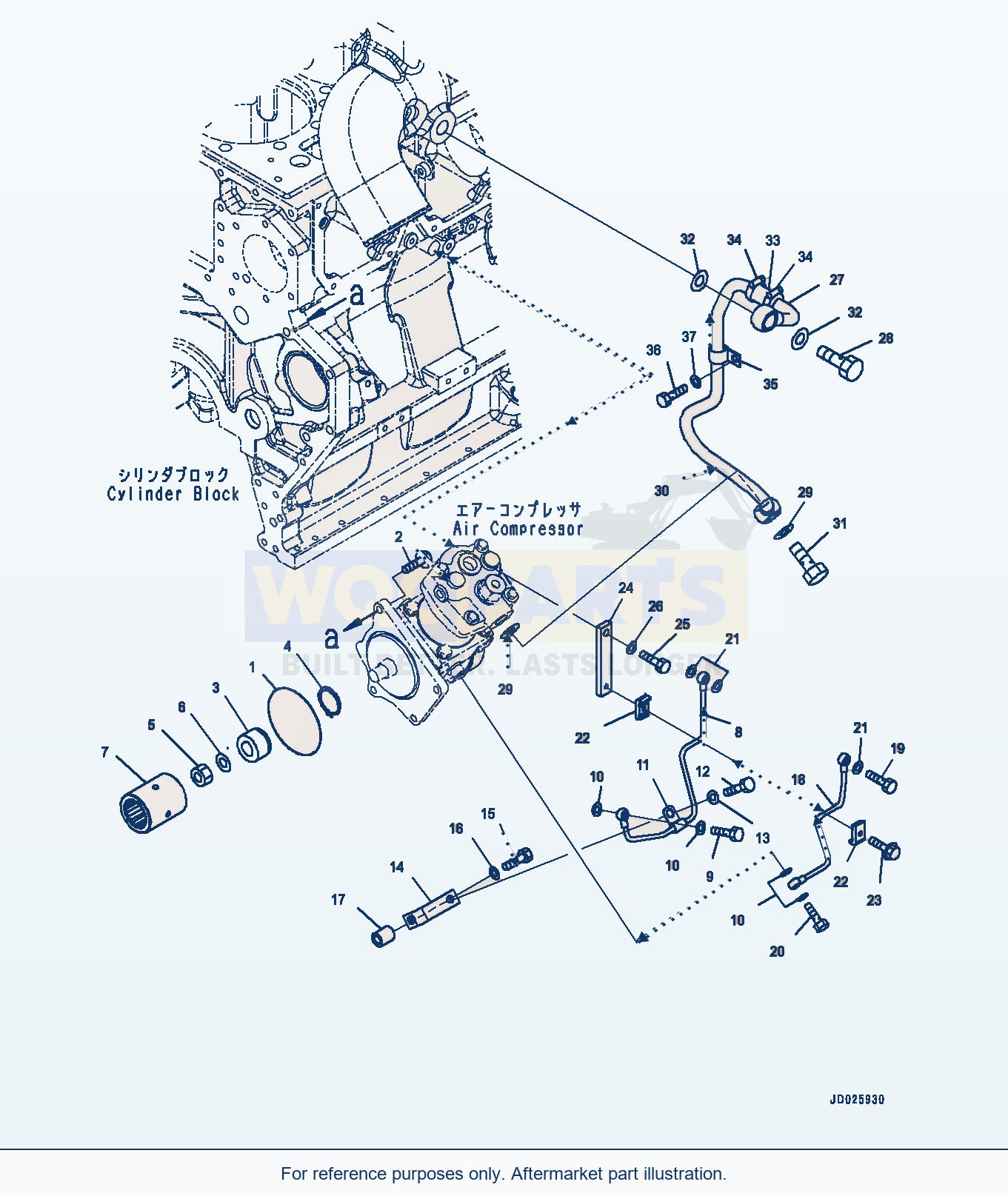 Komatsu PC1250-8 Air Compressor, Mounting And Piping (#511700-) parts diagram