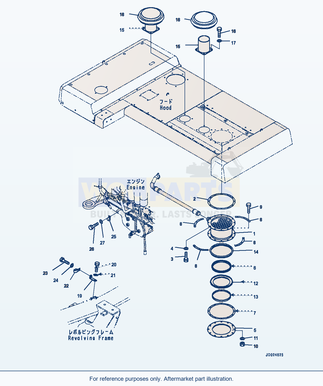 Komatsu PC1250-8 Exhaust Pipe, Pre-Cleaner (#30158-) parts diagram