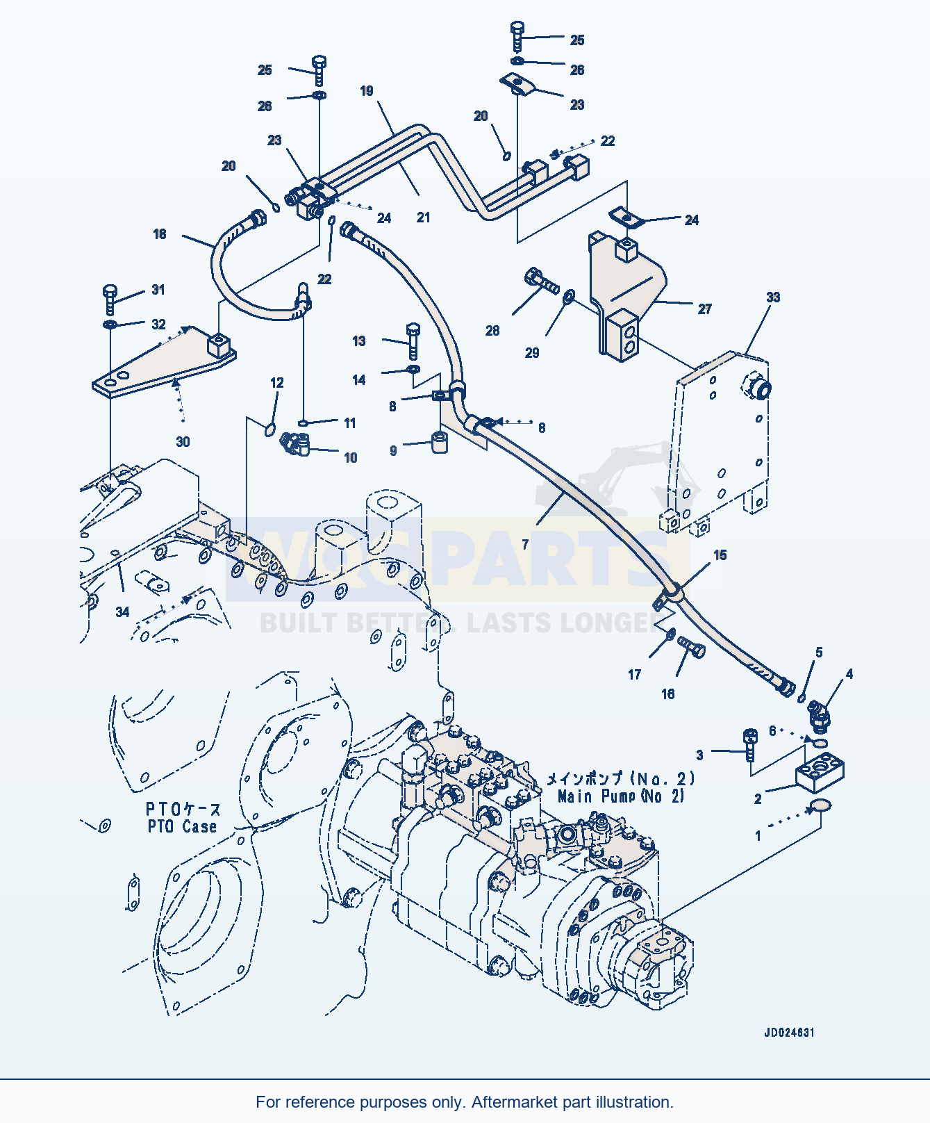 Komatsu PC1250-8 Power Takeoff, Delivery Piping (#30158-) parts diagram
