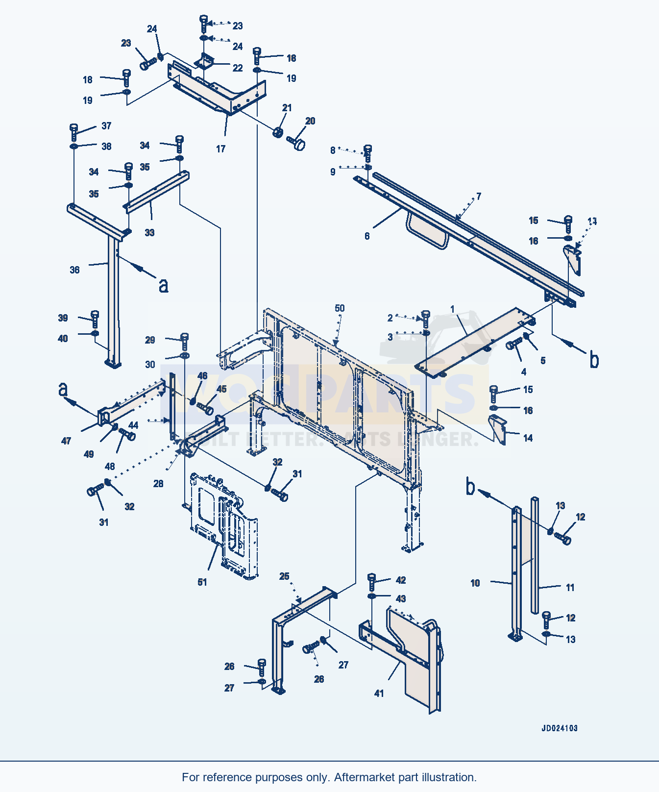 Komatsu PC1250-8 Machine Cab Frame, (#30158-30230) parts diagram