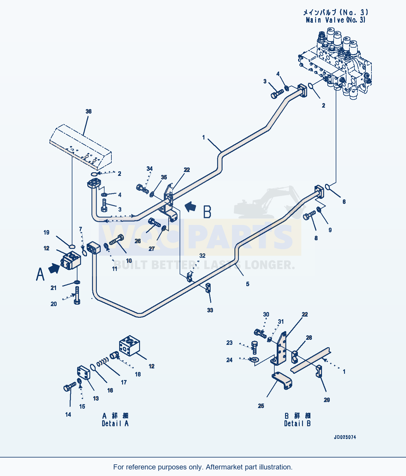 Komatsu PC1250-8 Arm Piping, No.3 Valve (#30158-) parts diagram