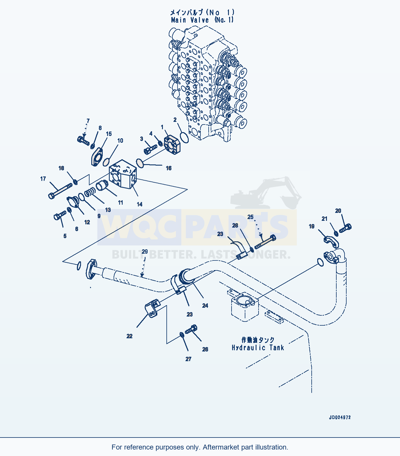 Komatsu PC1250-8 Return Piping, No.1 Valve (#30158-) parts diagram