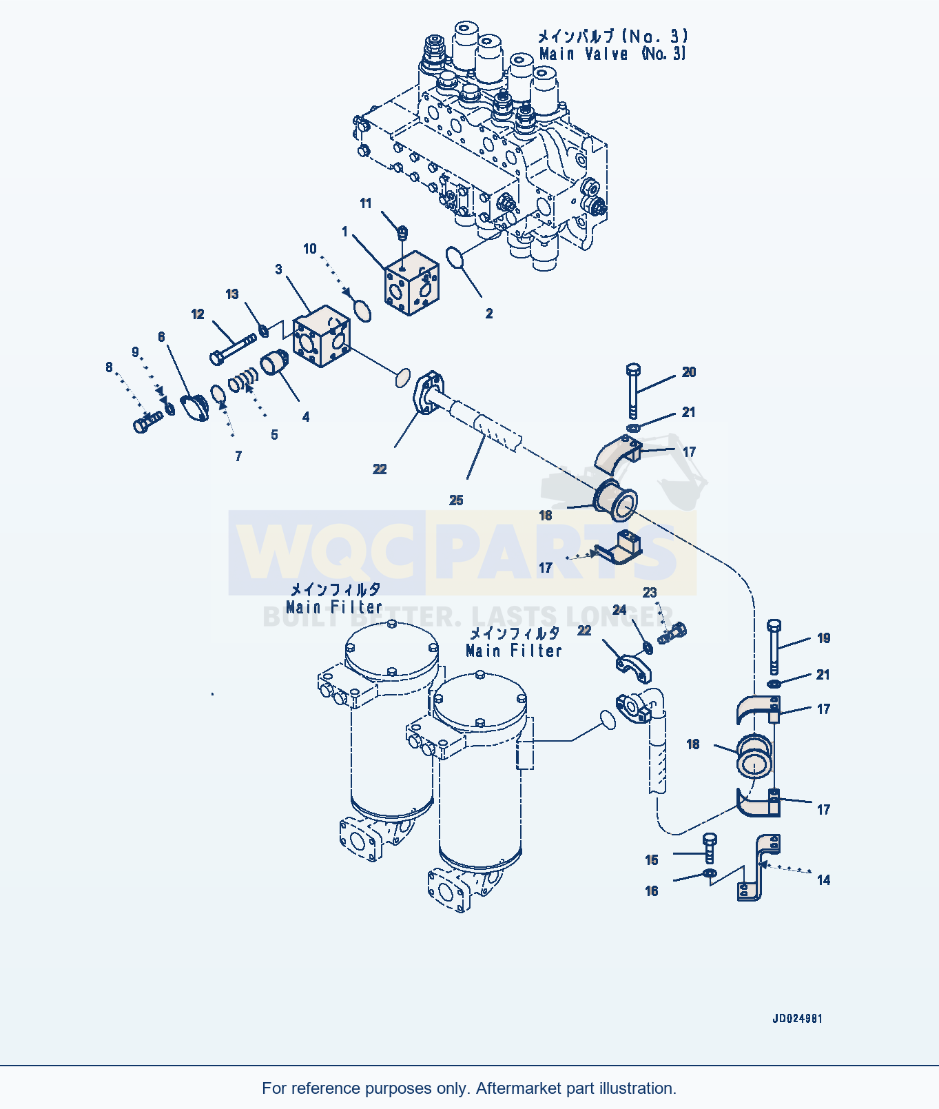 Komatsu PC1250-8 Return Piping, No.3 Valve (#30158-) parts diagram