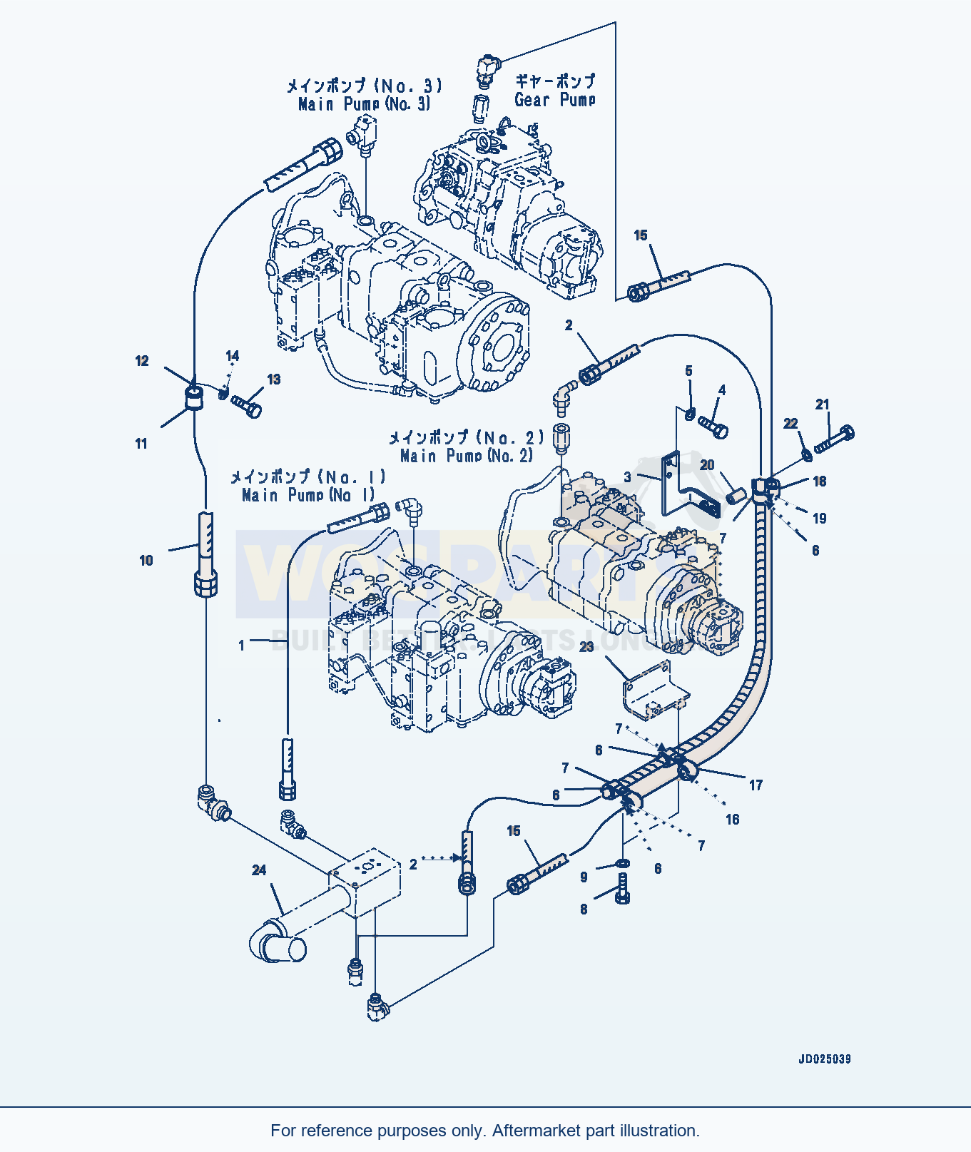 Komatsu PC1250LC-8 Drain Piping, Pump Drain Piping (#30158-) parts diagram