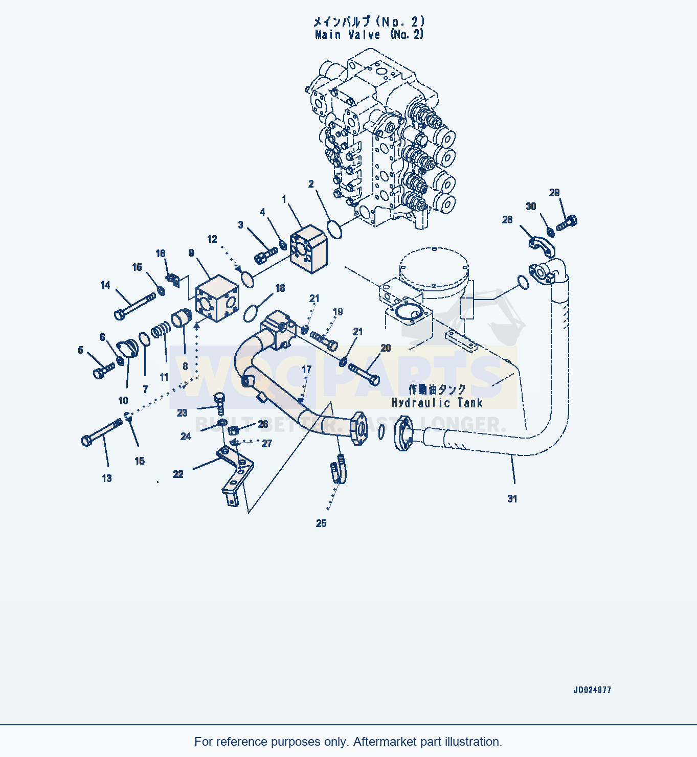 Komatsu PC1250LC-8 Return Piping, No.2 Valve (#30158-) parts diagram