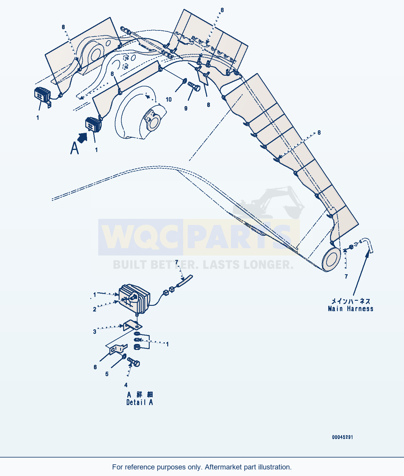 Komatsu PC1250LC-8 Boom, 9100mm — Boom, Working Lamp (#30158-) parts diagram