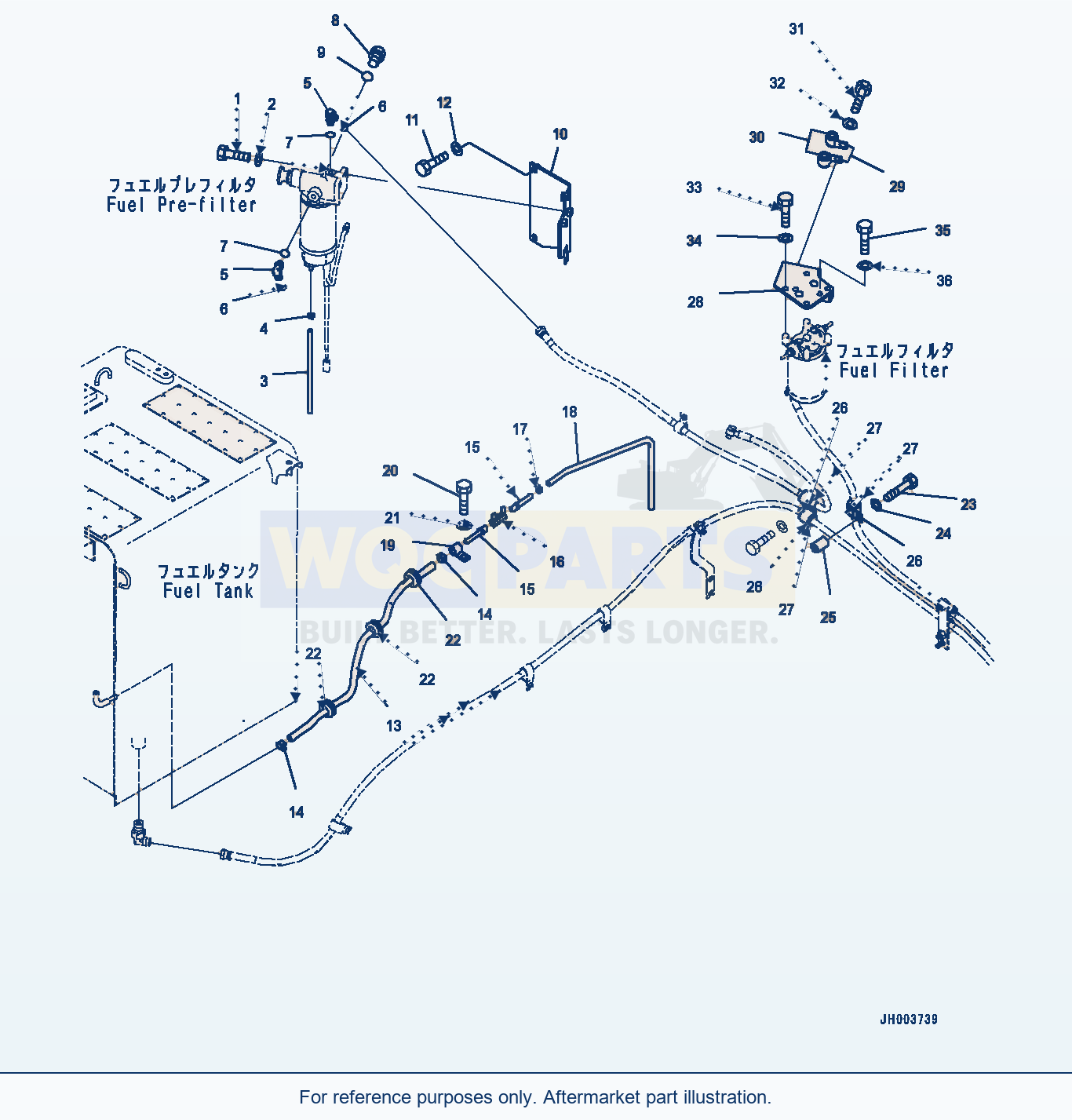 Komatsu PC200-8 Fuel Supply Piping, Drain Piping (#350001-) parts diagram