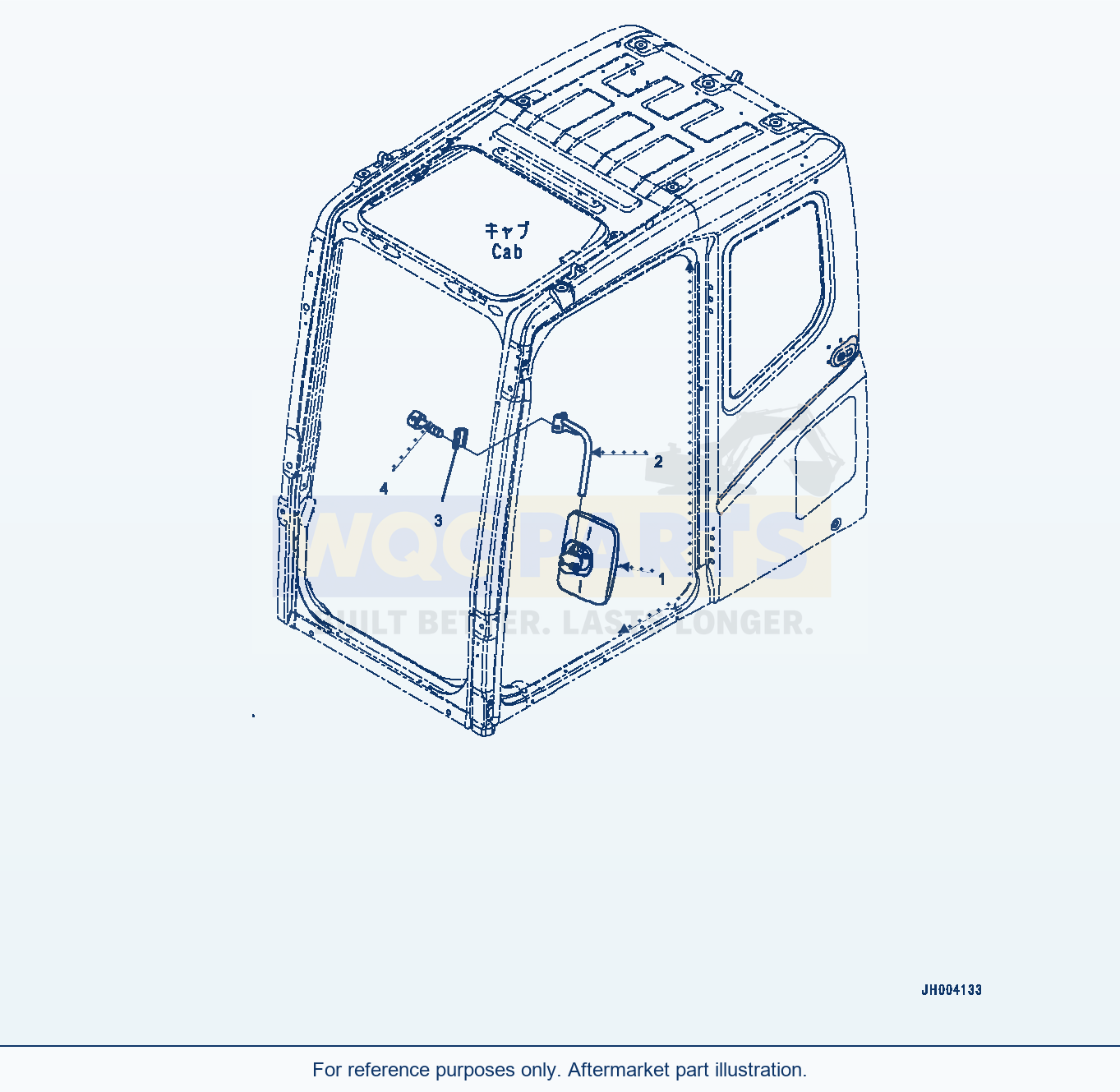 Komatsu PC200-8 Rearview Mirror L.H. (#350001-) parts diagram
