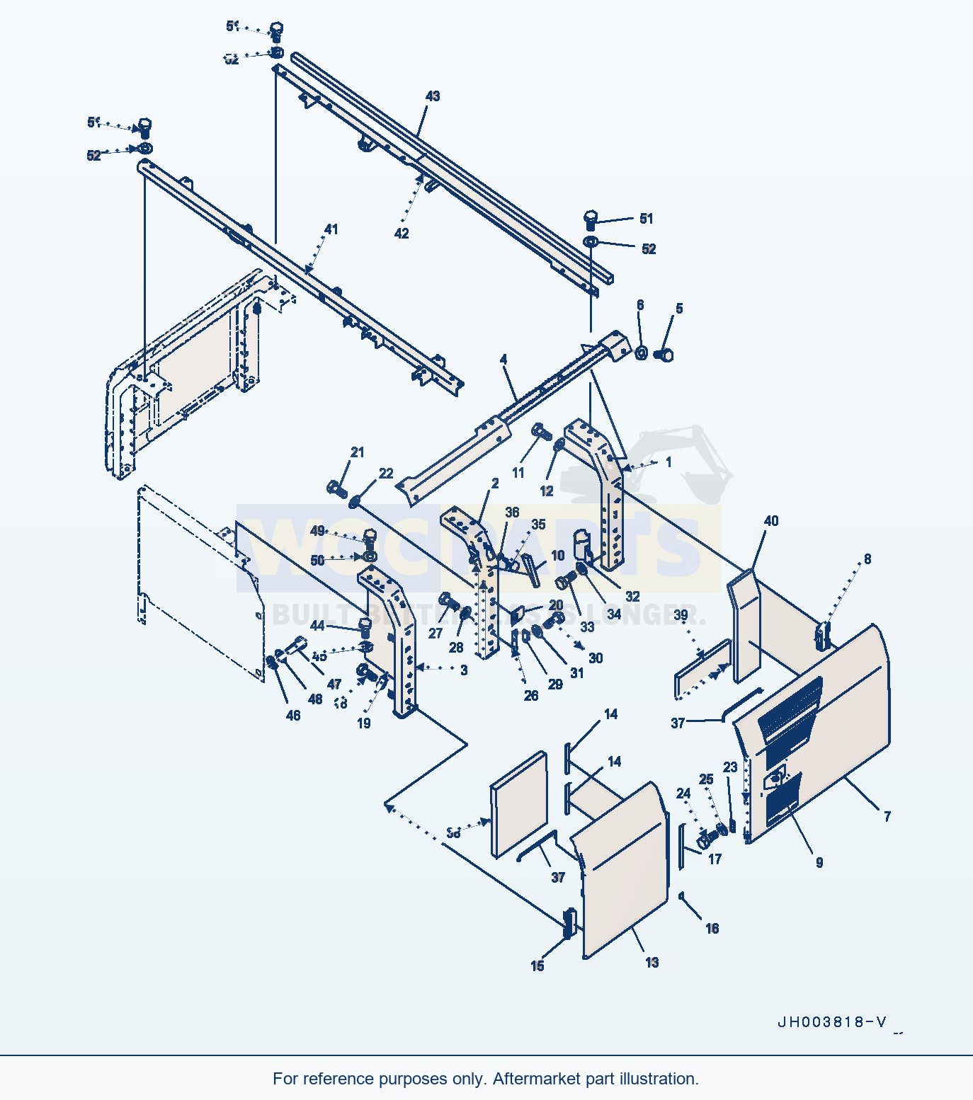 Komatsu PC200-8 Side Cover L.H. (#350001-) parts diagram