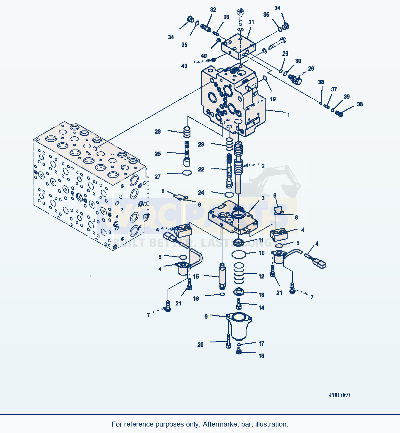 Komatsu PC200-8 Control Valve, Inner Parts (13/17) (#350001-) parts diagram