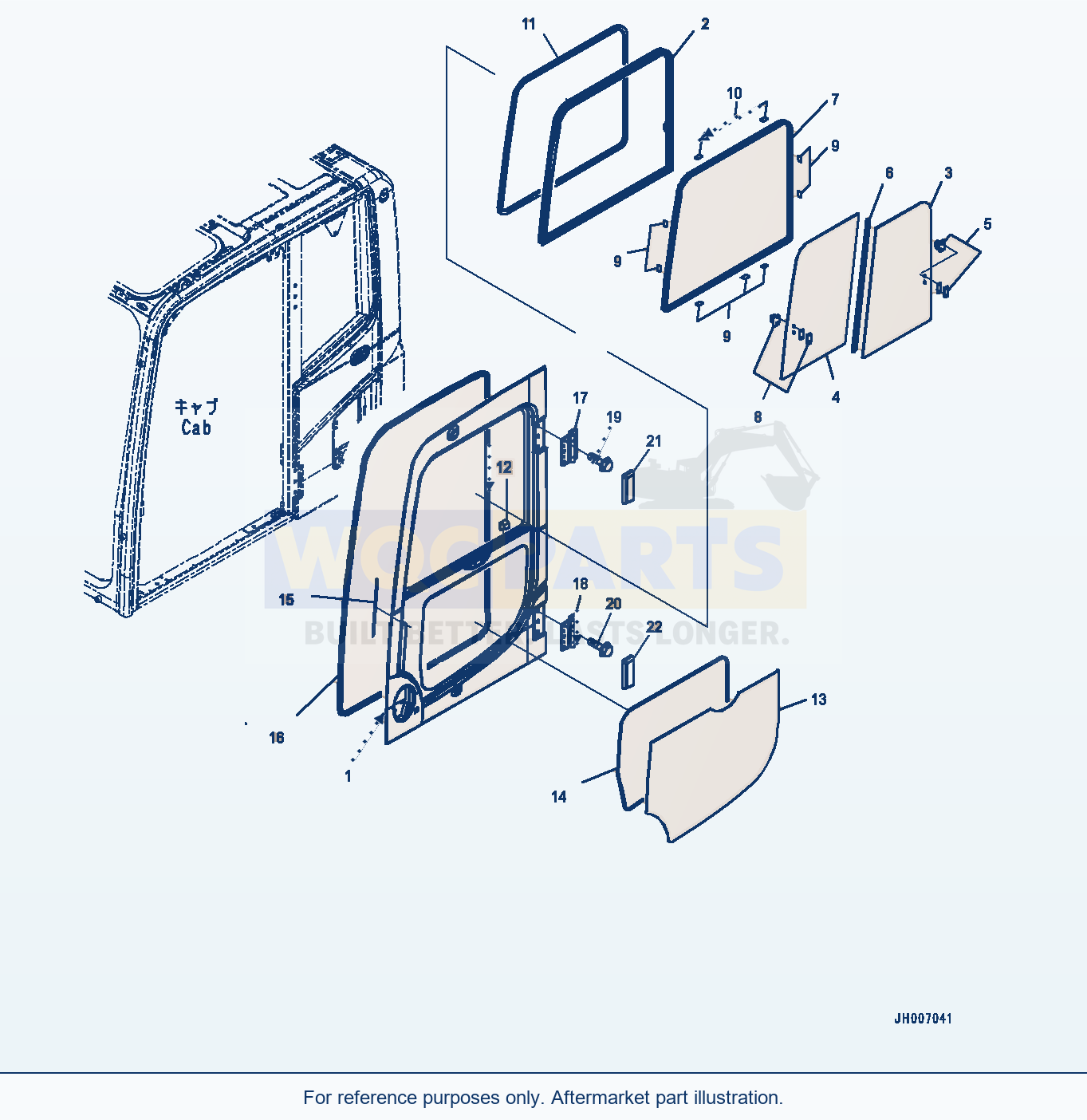 Komatsu PC200-8 Cab, With Master Key — Cab, Door (#353085-) parts diagram
