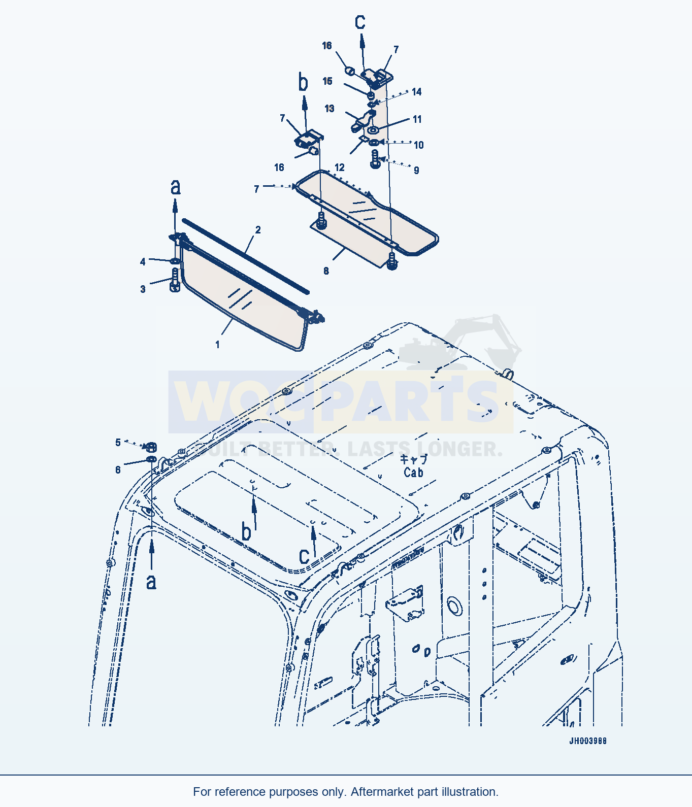Komatsu PC200-8 Sunvisor, (#352861-) parts diagram