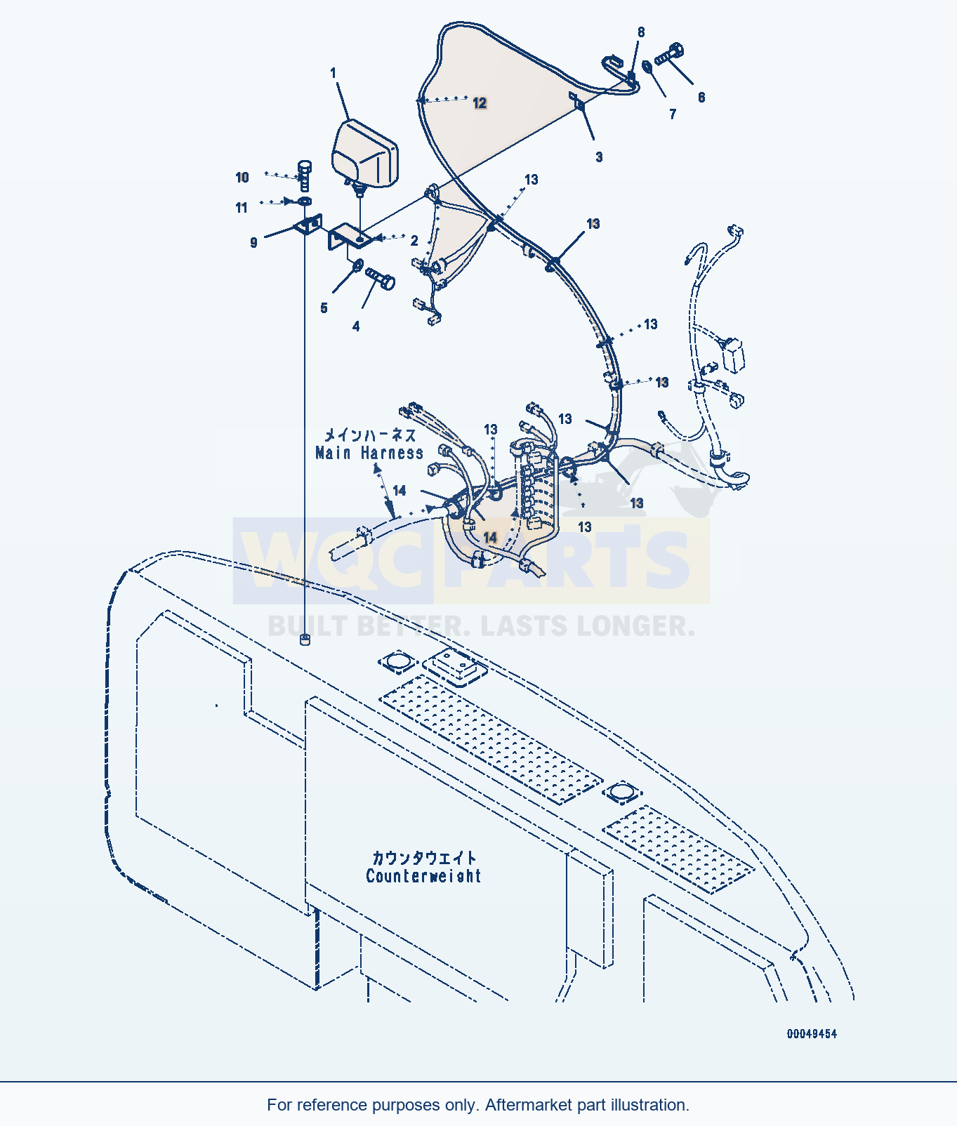 Komatsu PC200LC-8 Additional Rear Working Lamp (#350001-) parts diagram