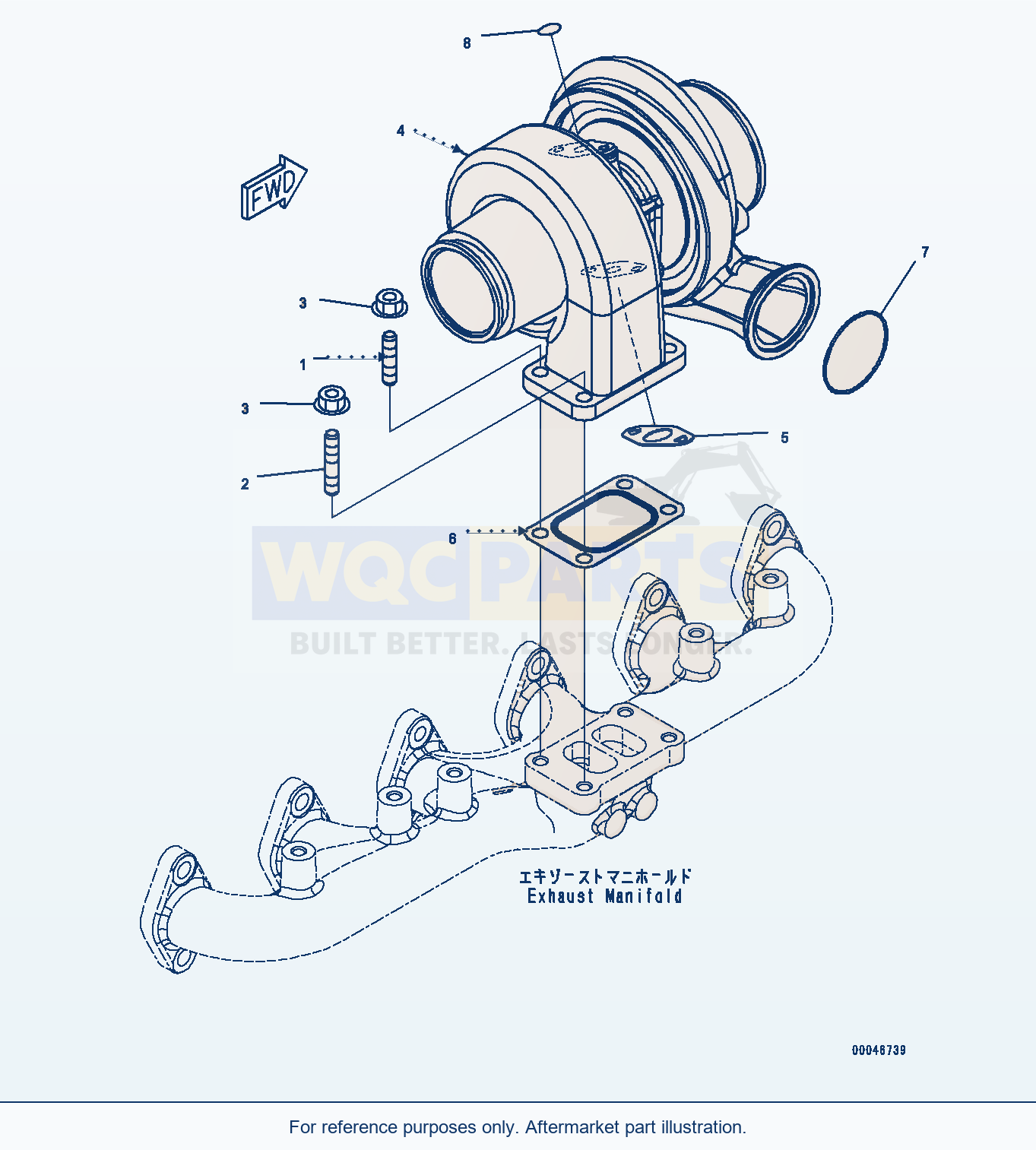 Komatsu PC200LC-8 Turbocharger (#26541137-) Serial 350001-UP parts diagram