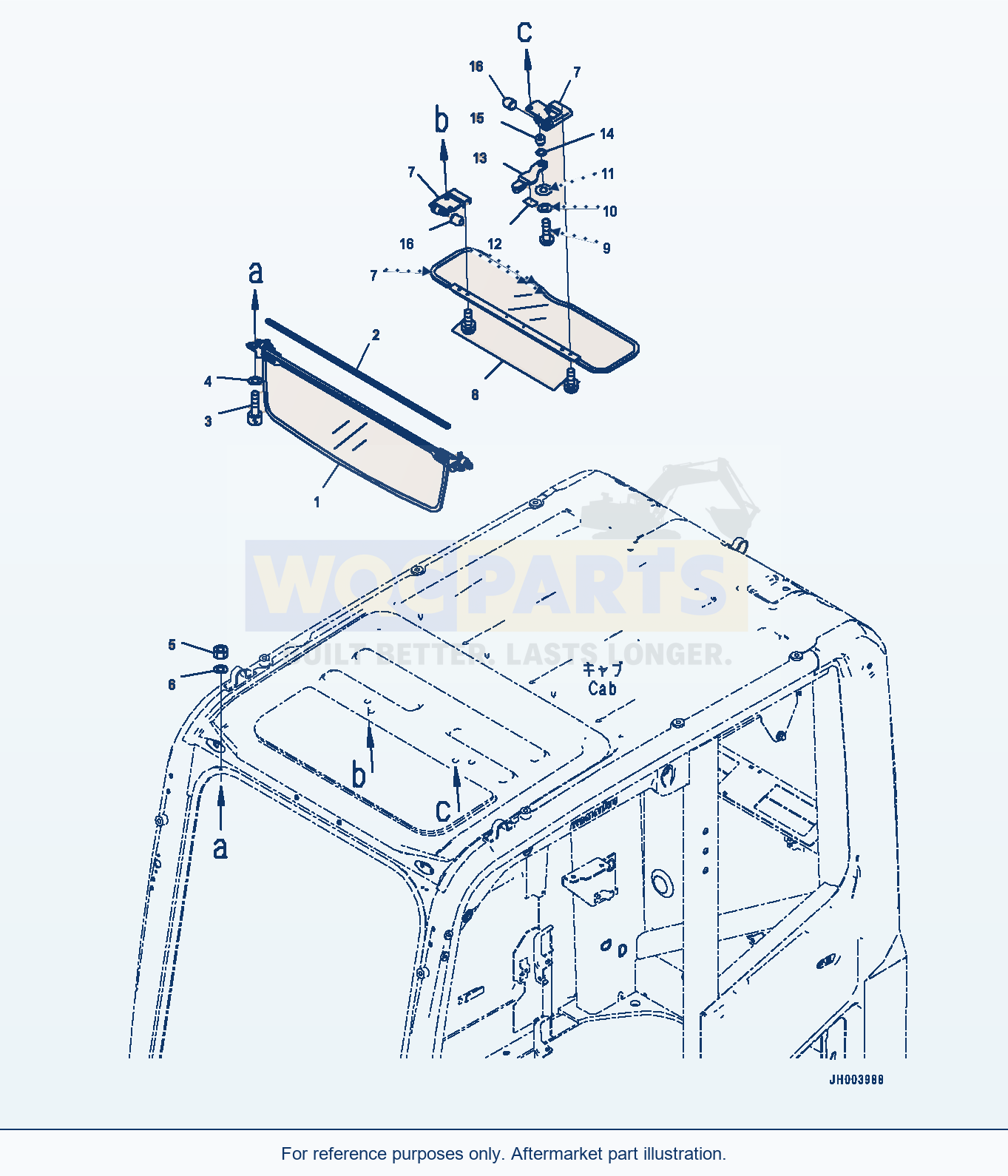 Komatsu PC200LC-8 Sunvisor, (#352861-) parts diagram