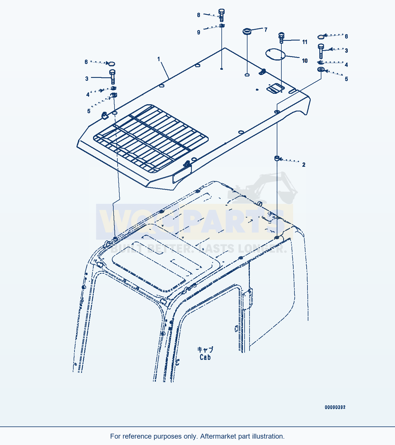 Komatsu PC200LC-8 Top Guard, Lv2 — Top Guard (#350001-) parts diagram