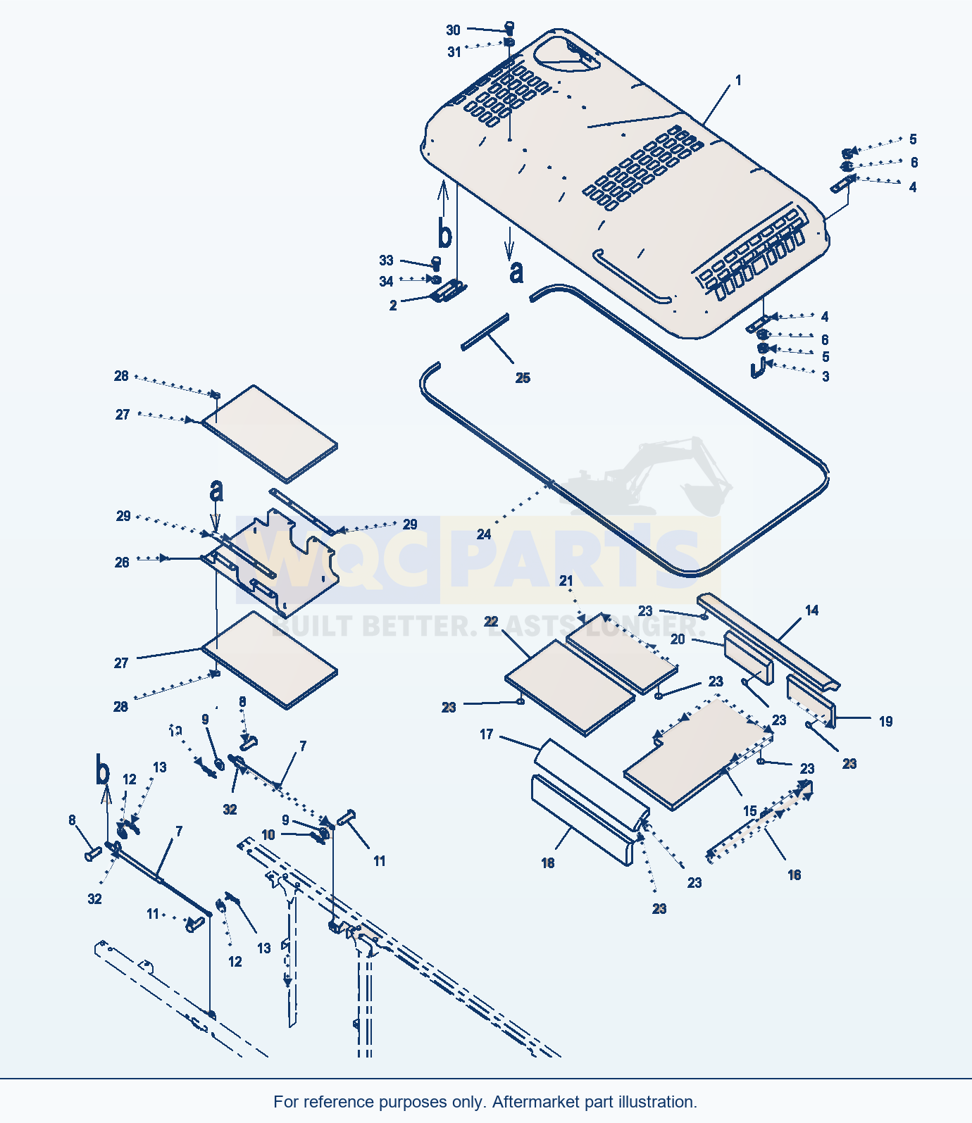 Komatsu PC220LC-8 Hood parts diagram