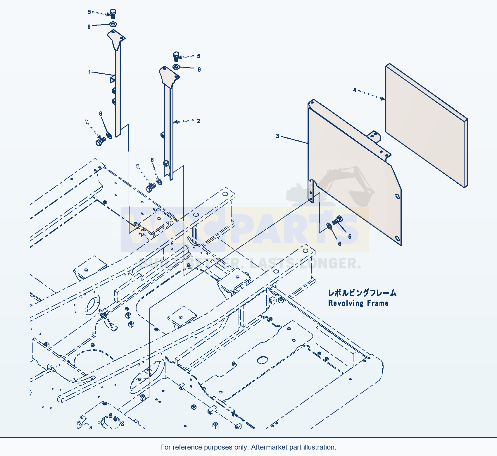 Komatsu PC220LC-8 Machine Cab Frame parts diagram
