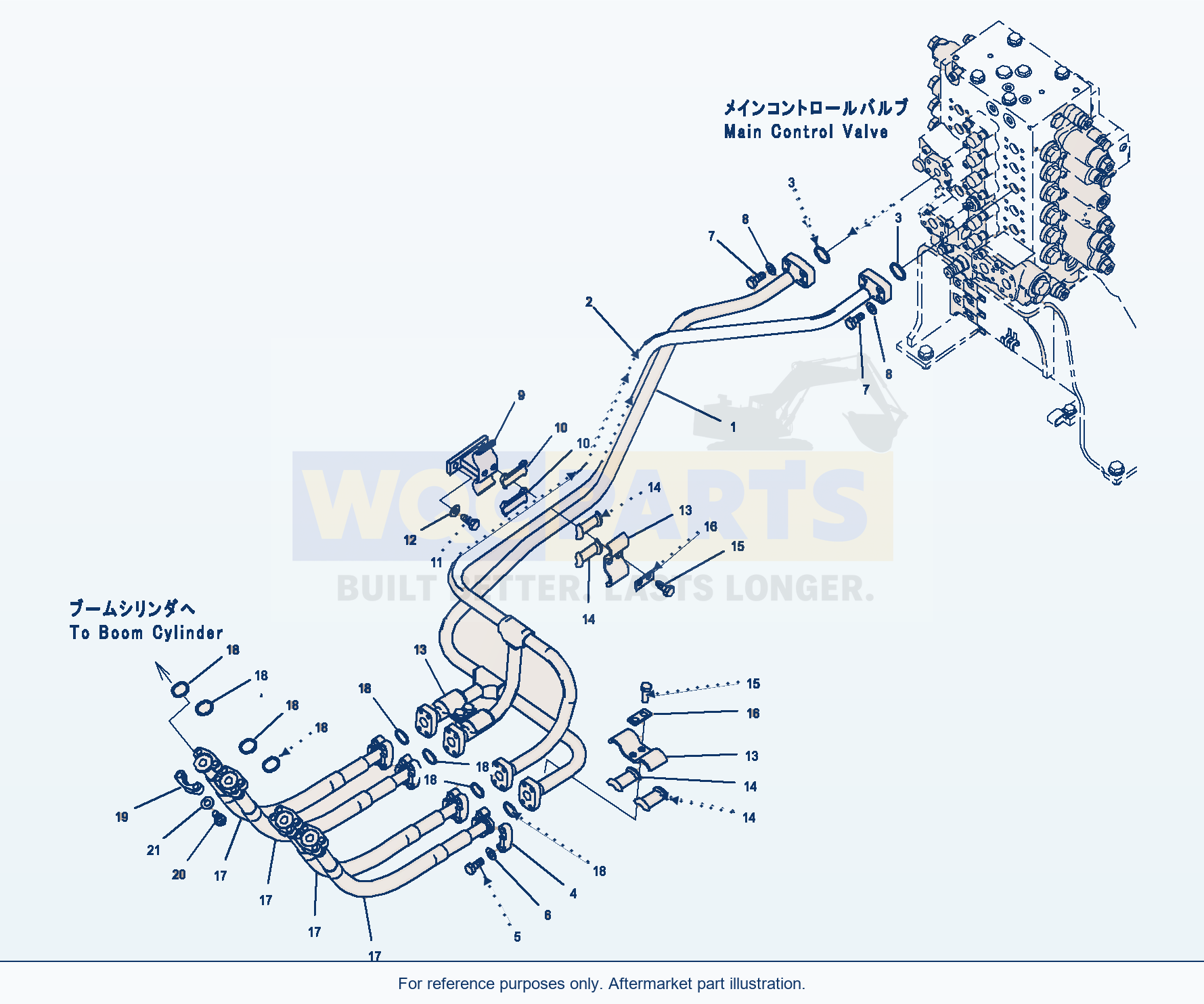 Komatsu PC220LC-8 Boom Circuit, For Backhoe Configuration parts diagram