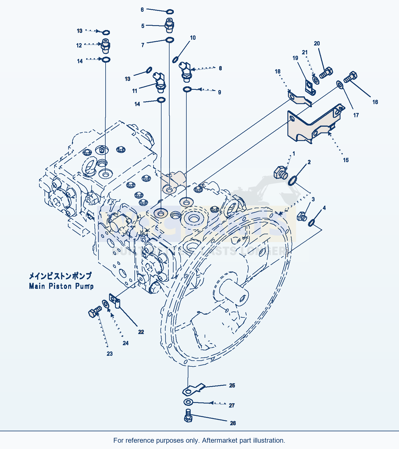 Komatsu PC220LC-8 Main Piston Pump parts diagram