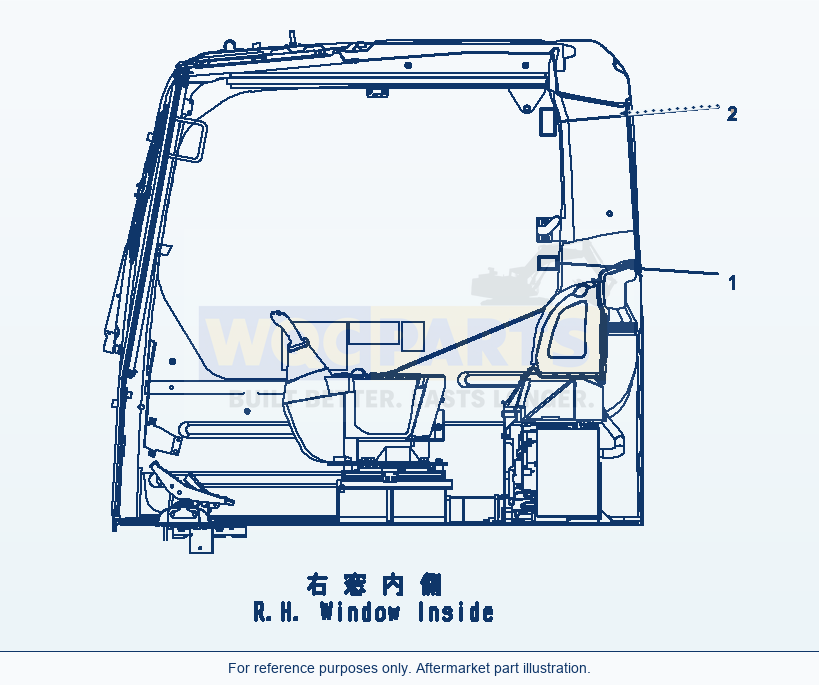 Komatsu PC220LC-8 Caution Plate, Cab Windshield Lock Operation parts diagram