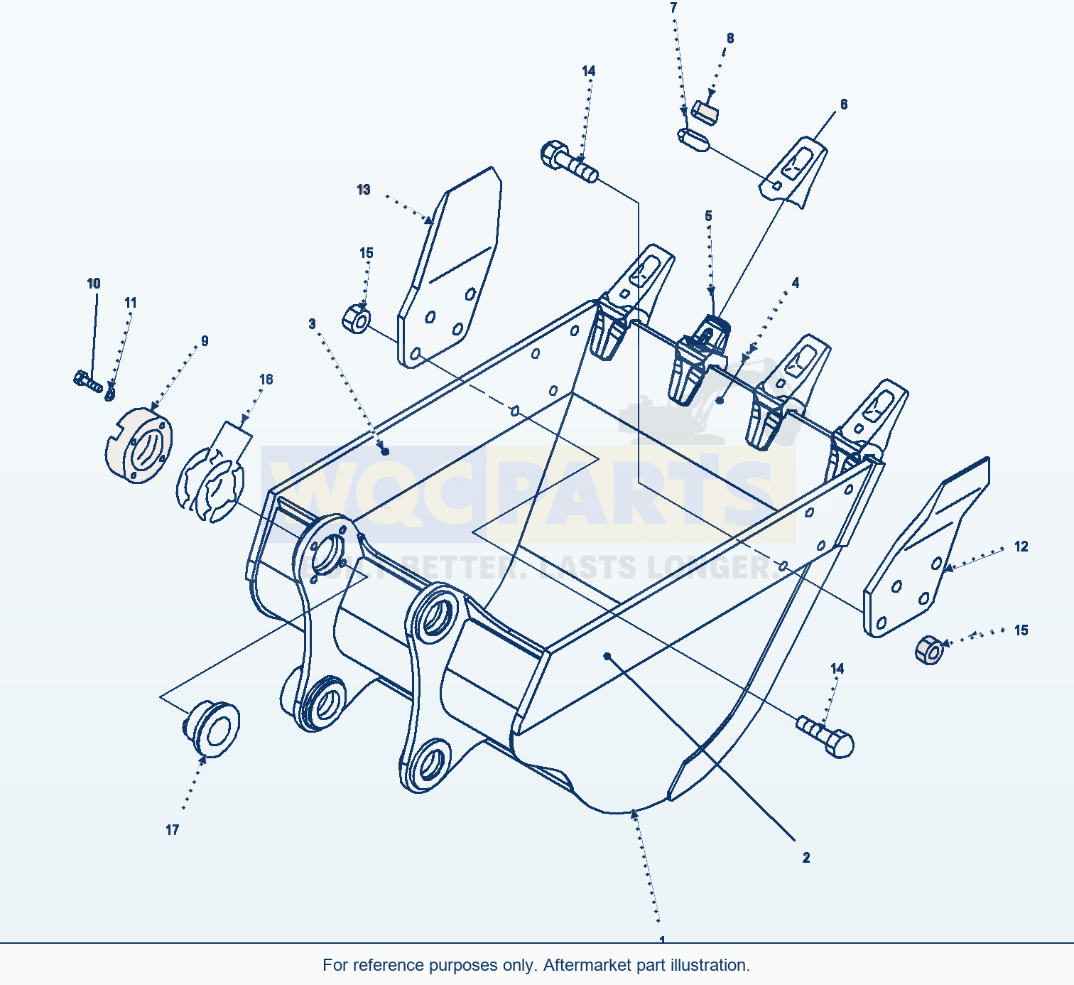 Komatsu PC220LC-8 Backhoe Bucket parts diagram