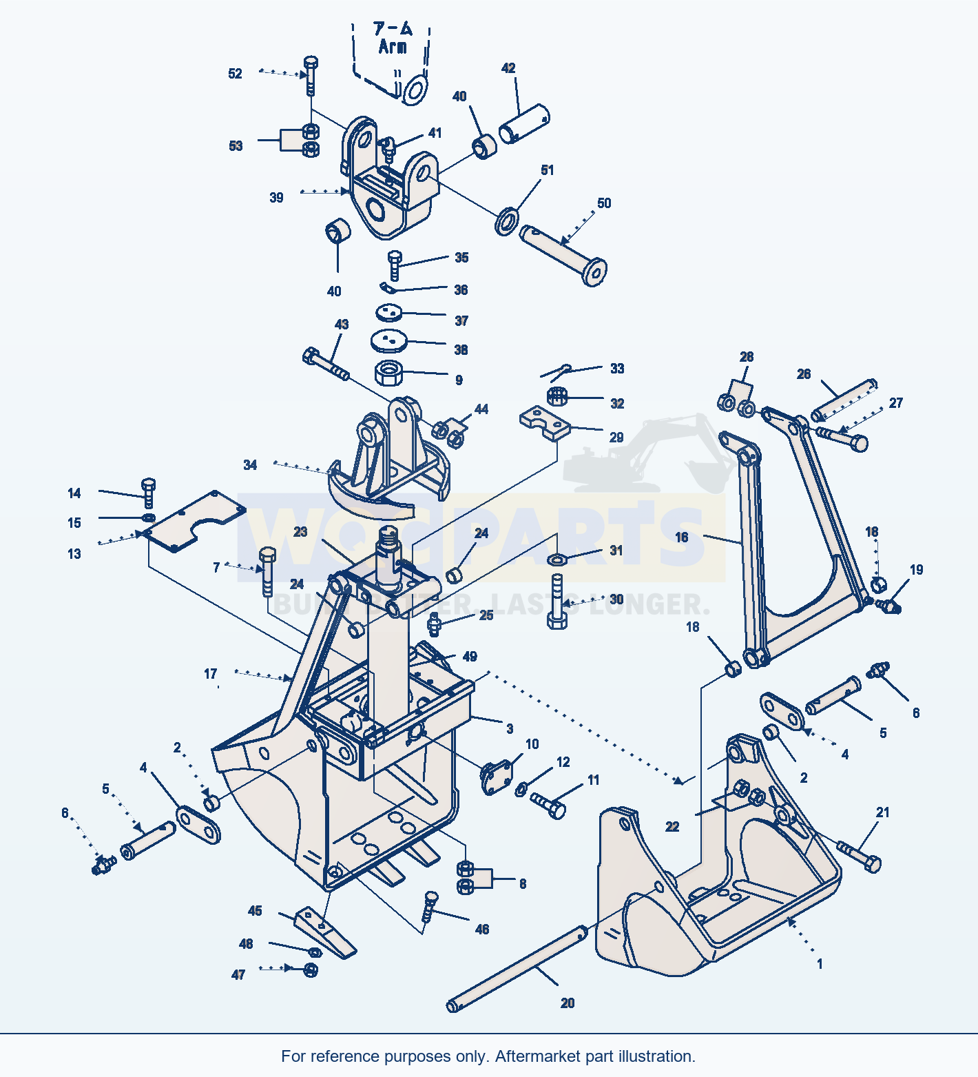 Komatsu PC220LC-8 Clamshell Bucket parts diagram