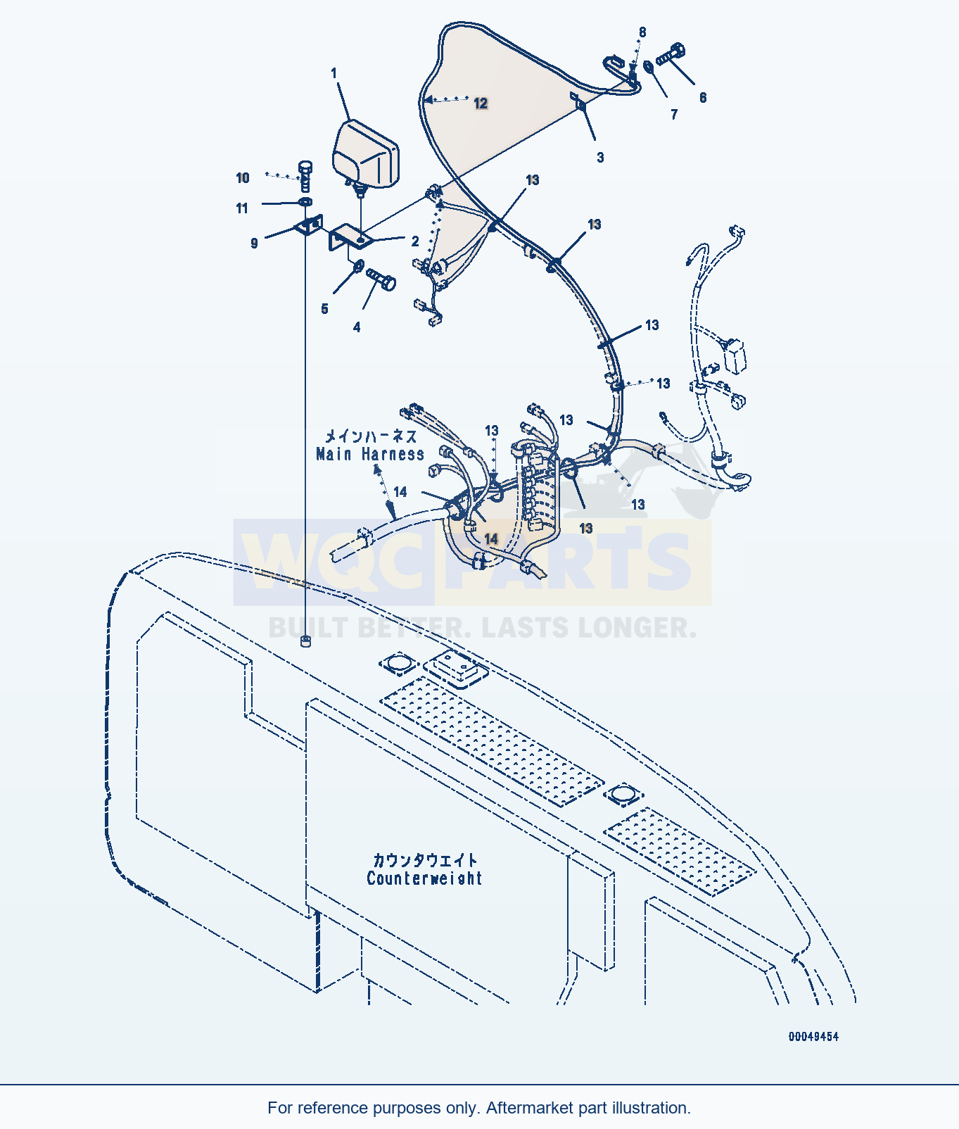 Komatsu PC270-8 Additional Rear Working Lamp (#30117-) parts diagram