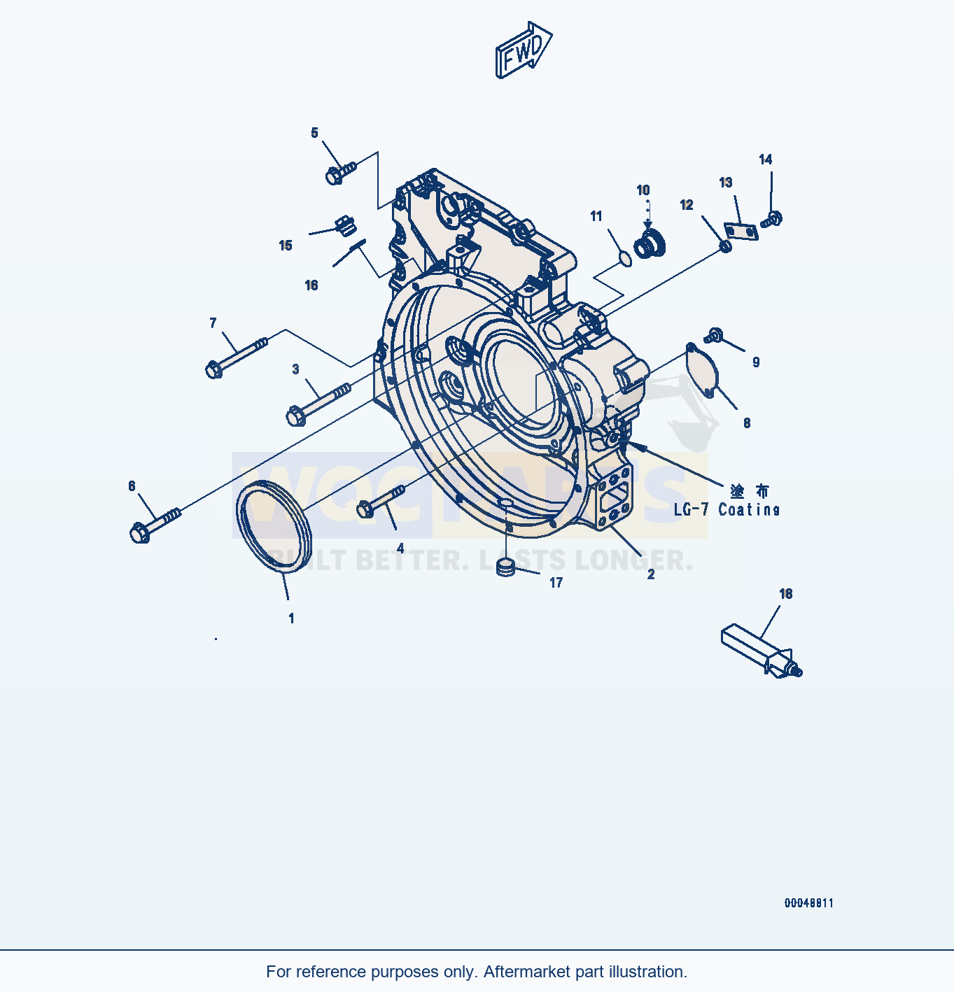 Komatsu PC270-8 Flywheel Housing (#26537659-) parts diagram