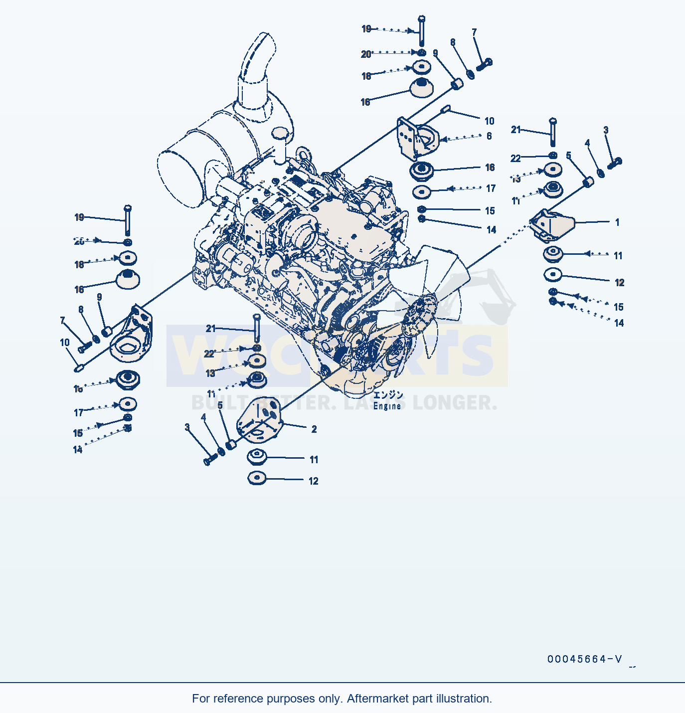 Komatsu PC270-8 Engine Mounting (#30117-) parts diagram