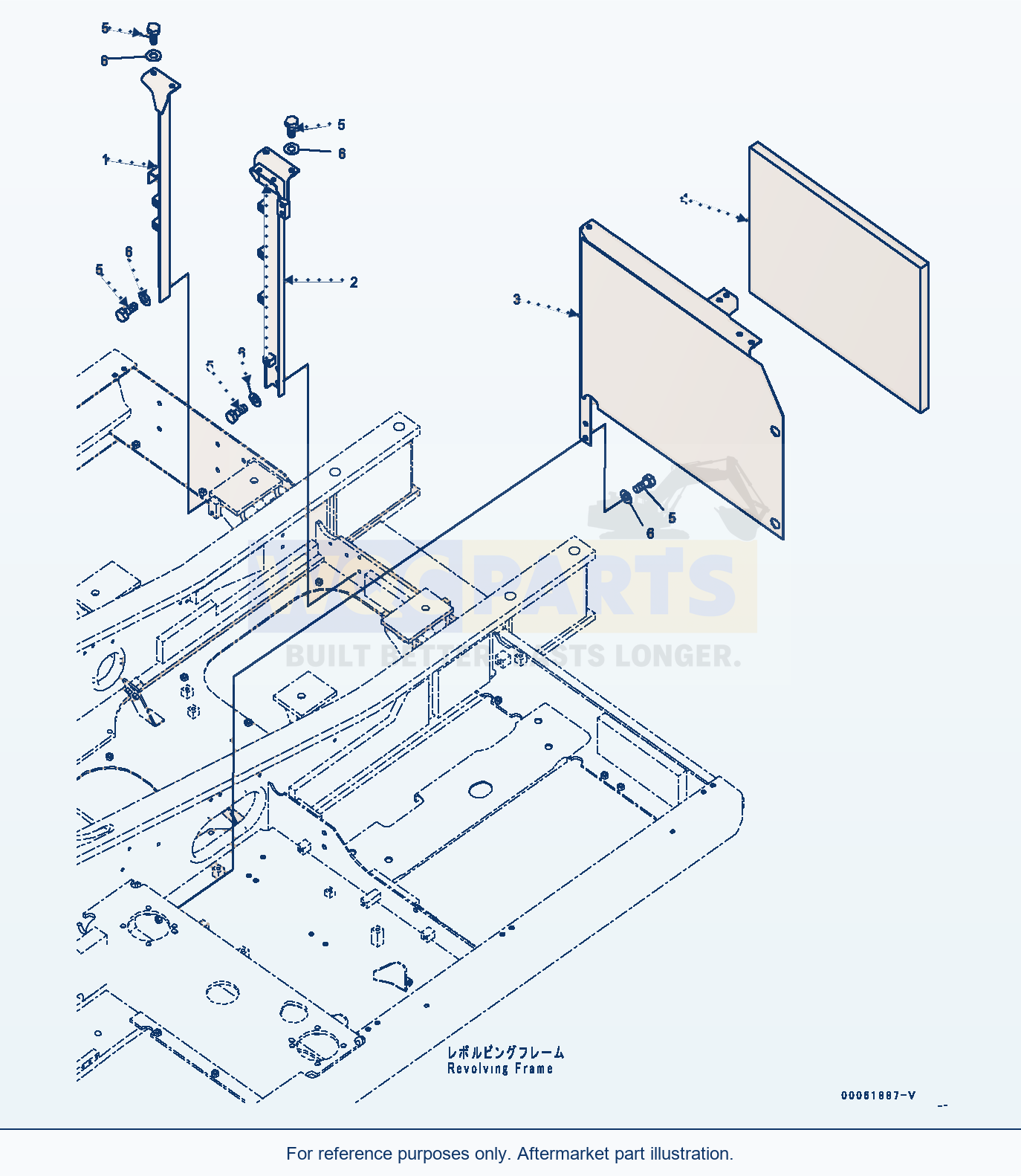 Komatsu PC270-8 Machine Cab Frame (#30117-30118) parts diagram