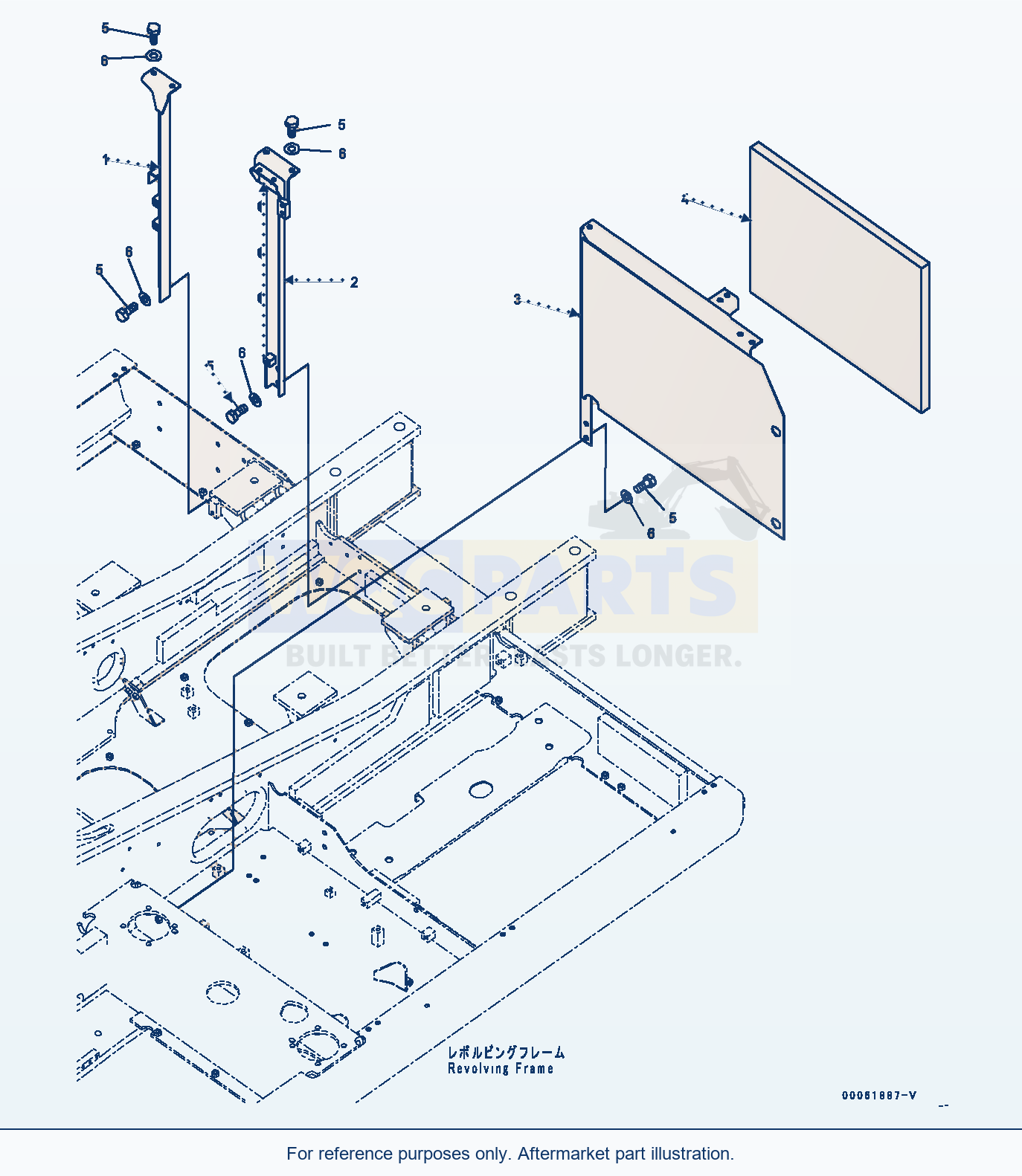 Komatsu PC270LC-8 Machine Cab Frame (#30117-30118) parts diagram