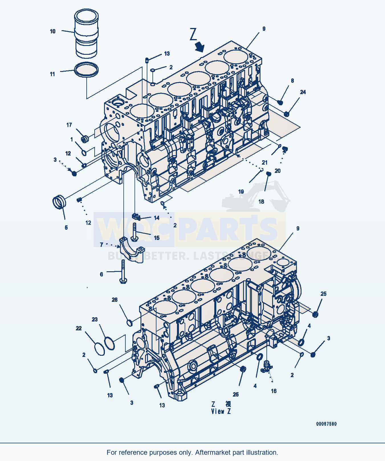 Komatsu PC300-8 Cylinder Block (#26852077-) parts diagram