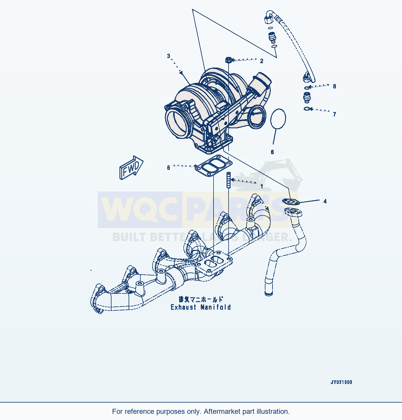 Komatsu PC300-8 Turbocharger (#26852077-) parts diagram