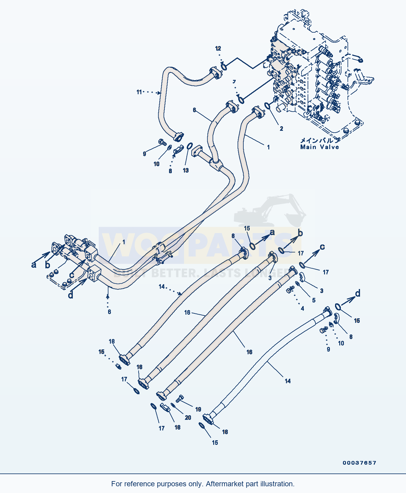 Komatsu PC300-8 Boom Circuit Valve Boom Lines (#C50001-) parts diagram
