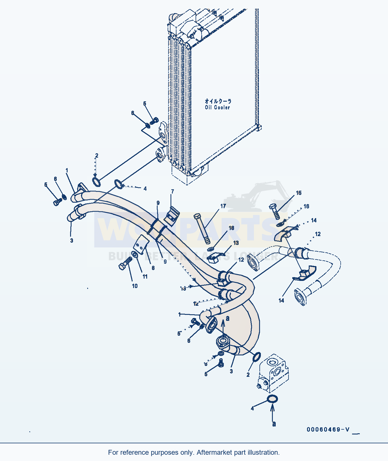 Komatsu PC300-8 Oil Cooler Piping (#60001-) parts diagram