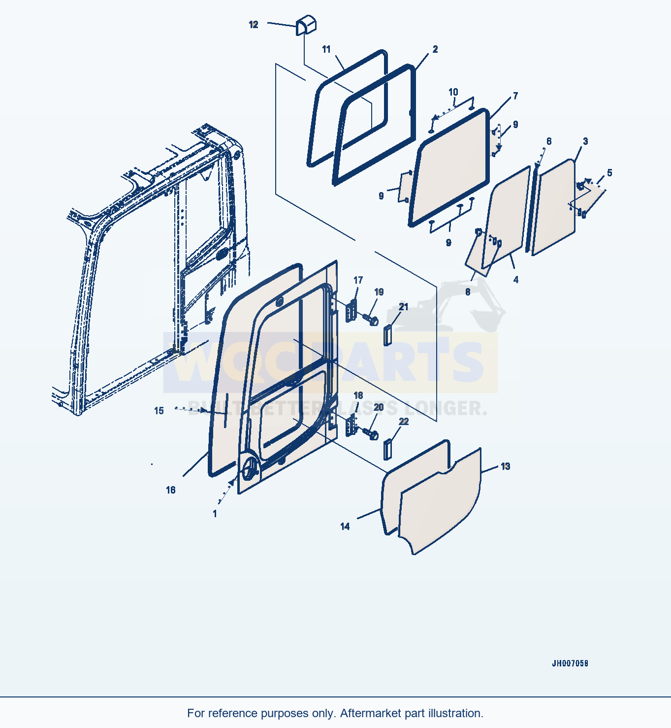 Komatsu PC300-8 Cab, EU Arrangement — Cab, Door (#62677-) parts diagram