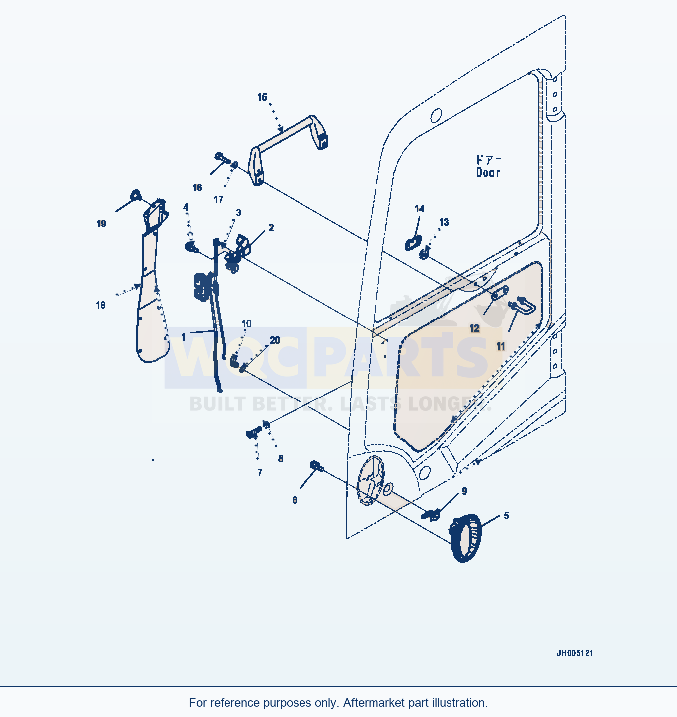 Komatsu PC300-8 Cab, EU Arrangement — Cab, Door Lock (#63204-) parts diagram