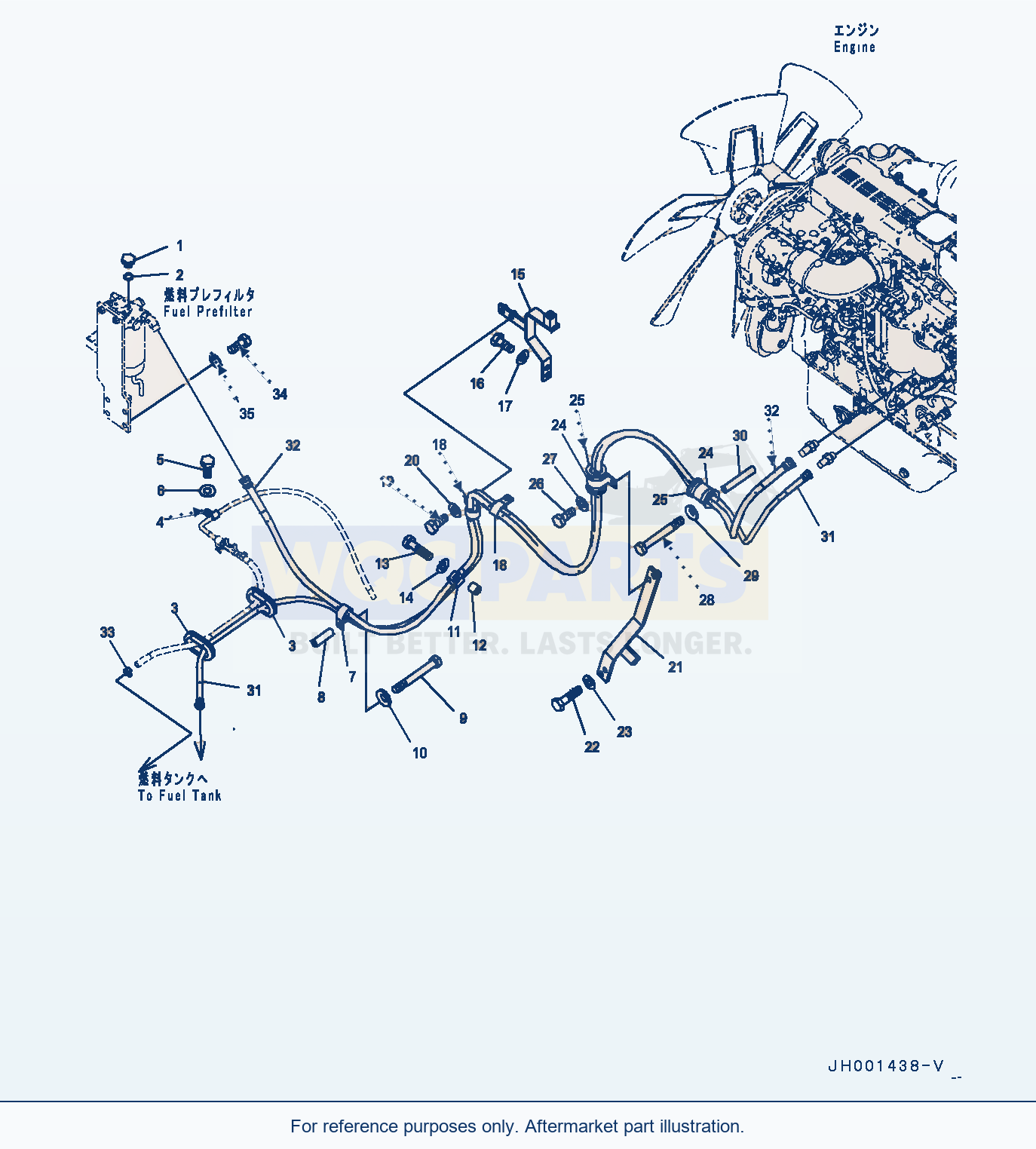 Komatsu PC300LC-8 Fuel Supply Piping, Clamp (#60001-) parts diagram