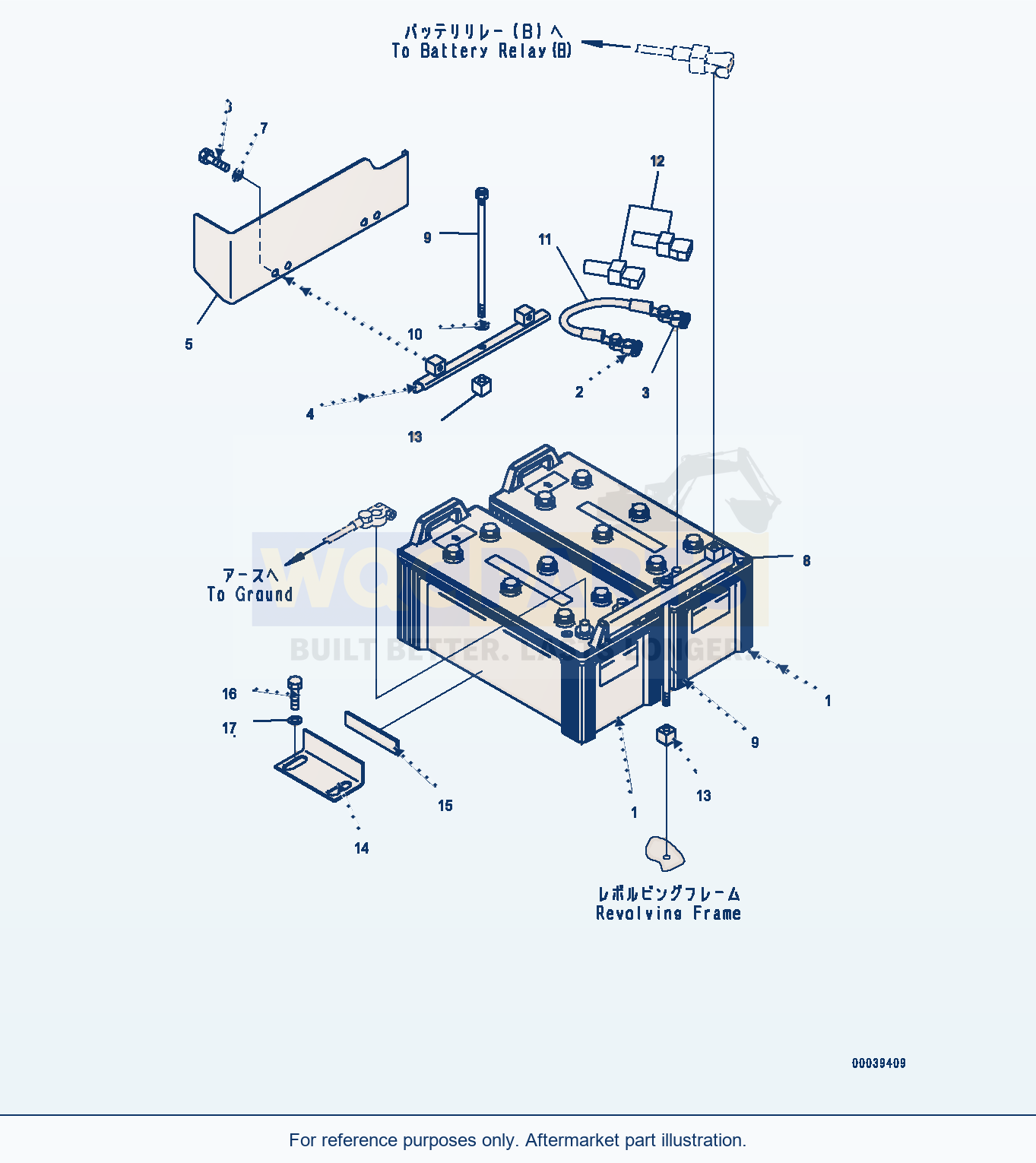 Komatsu PC350-8 Battery, Large Capacity — Battery (#60001-) parts diagram