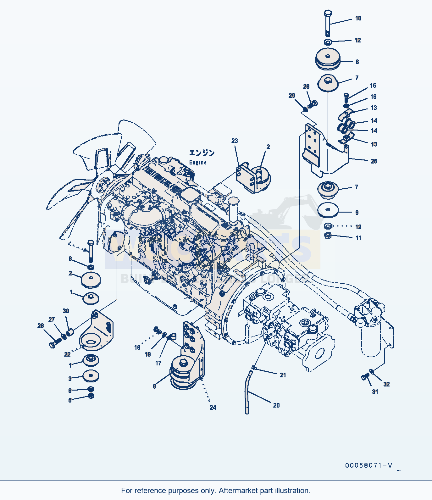 Komatsu PC350LC-8 Engine Mounting (#60001-) parts diagram