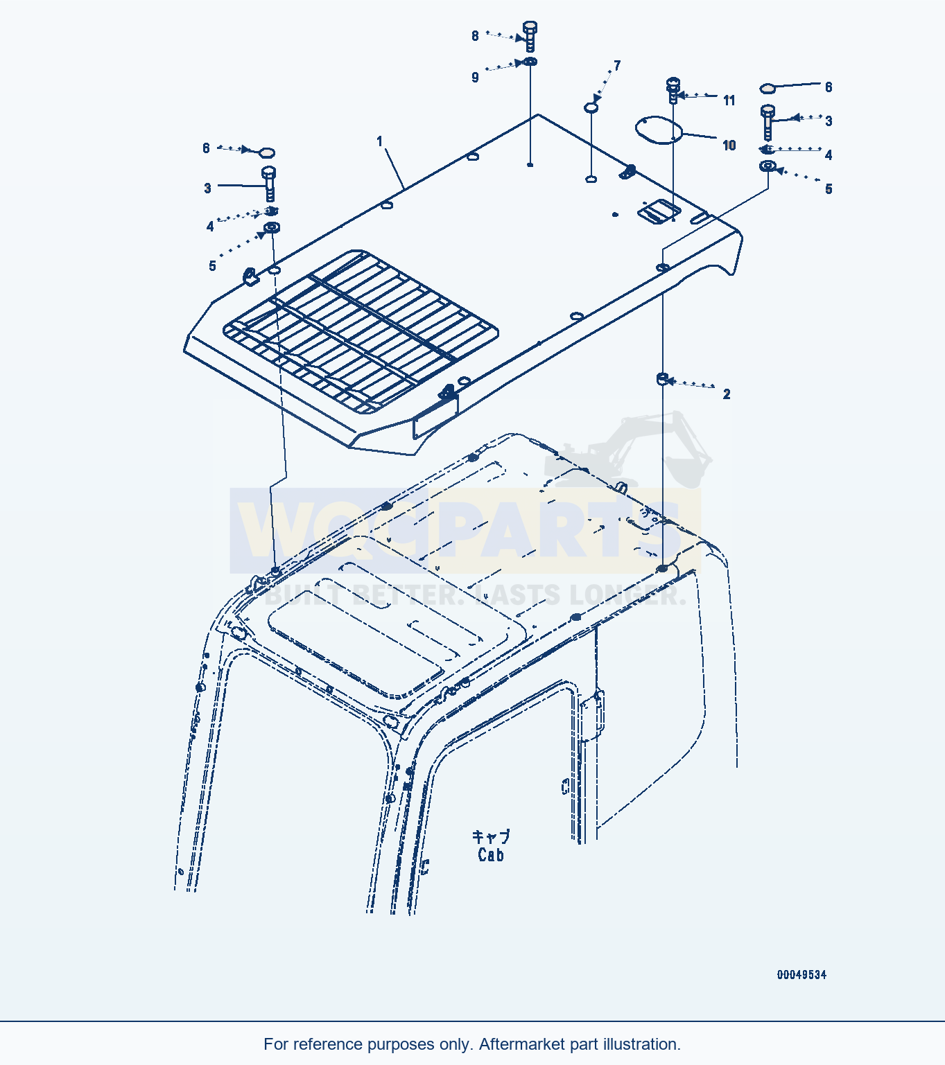 Komatsu PC350LC-8 Top Guard, Lv2 — Top Guard, (#60001-61217) parts diagram