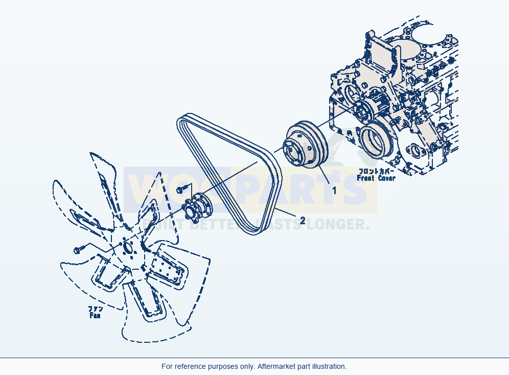 Komatsu PC400-8 Cooling Fan Pulley And Drive Belt (#660001-) parts diagram