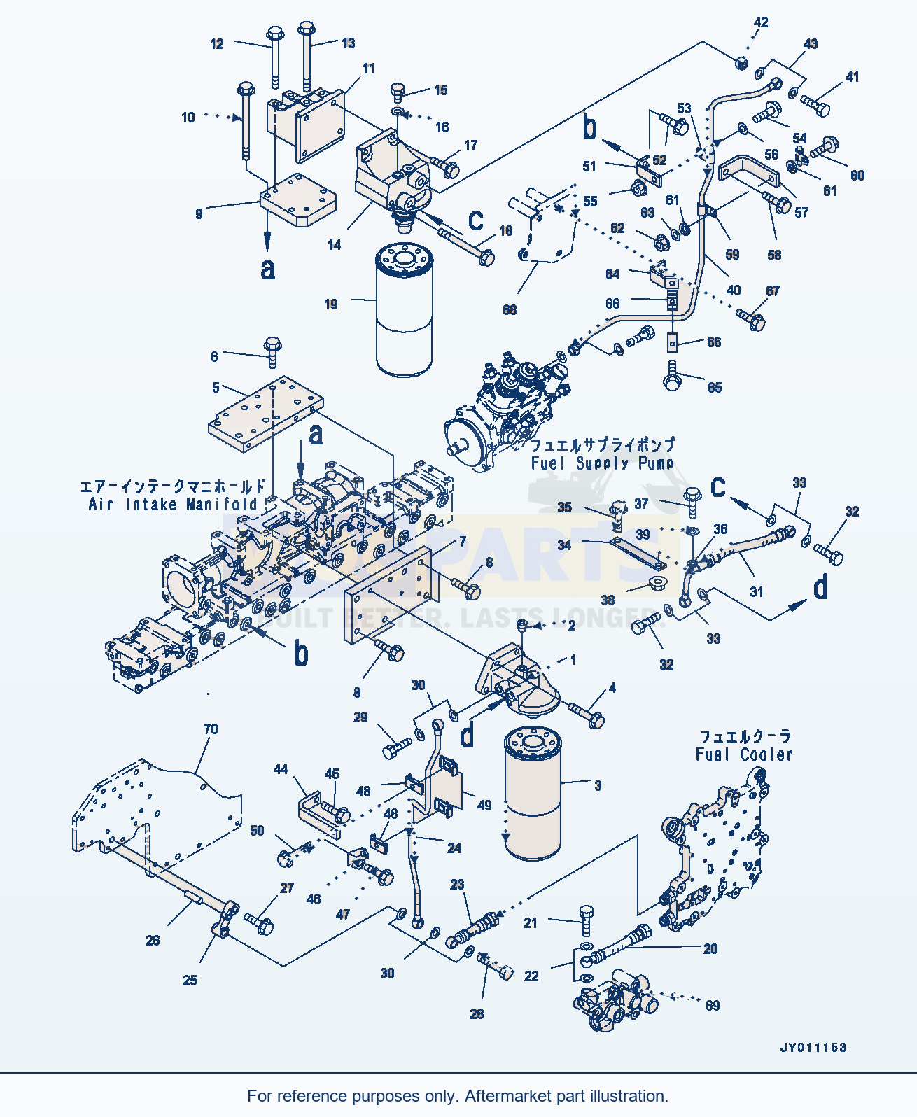 Komatsu PC400-8 Fuel Filter, Piping (#660001-660138) parts diagram