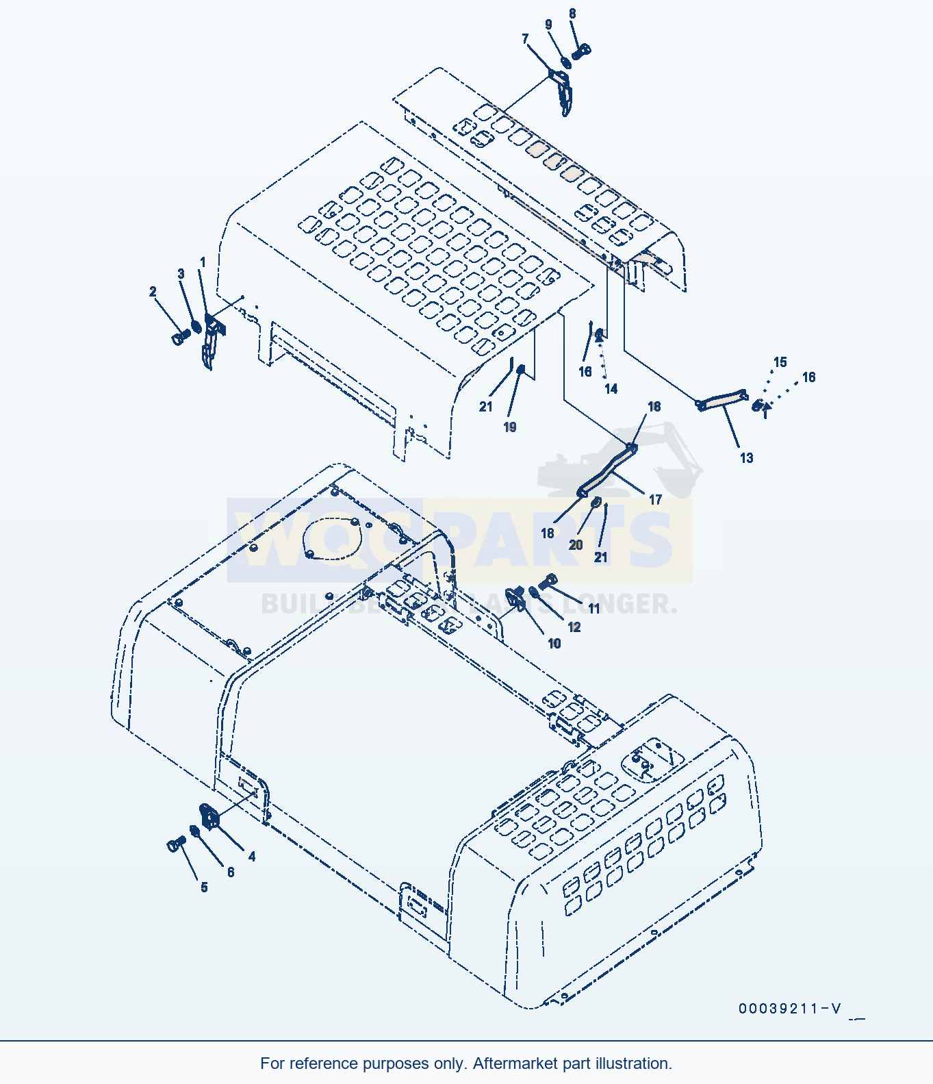 Komatsu PC400-8 Engine Hood, Catcher And Stay (#70001-) parts diagram