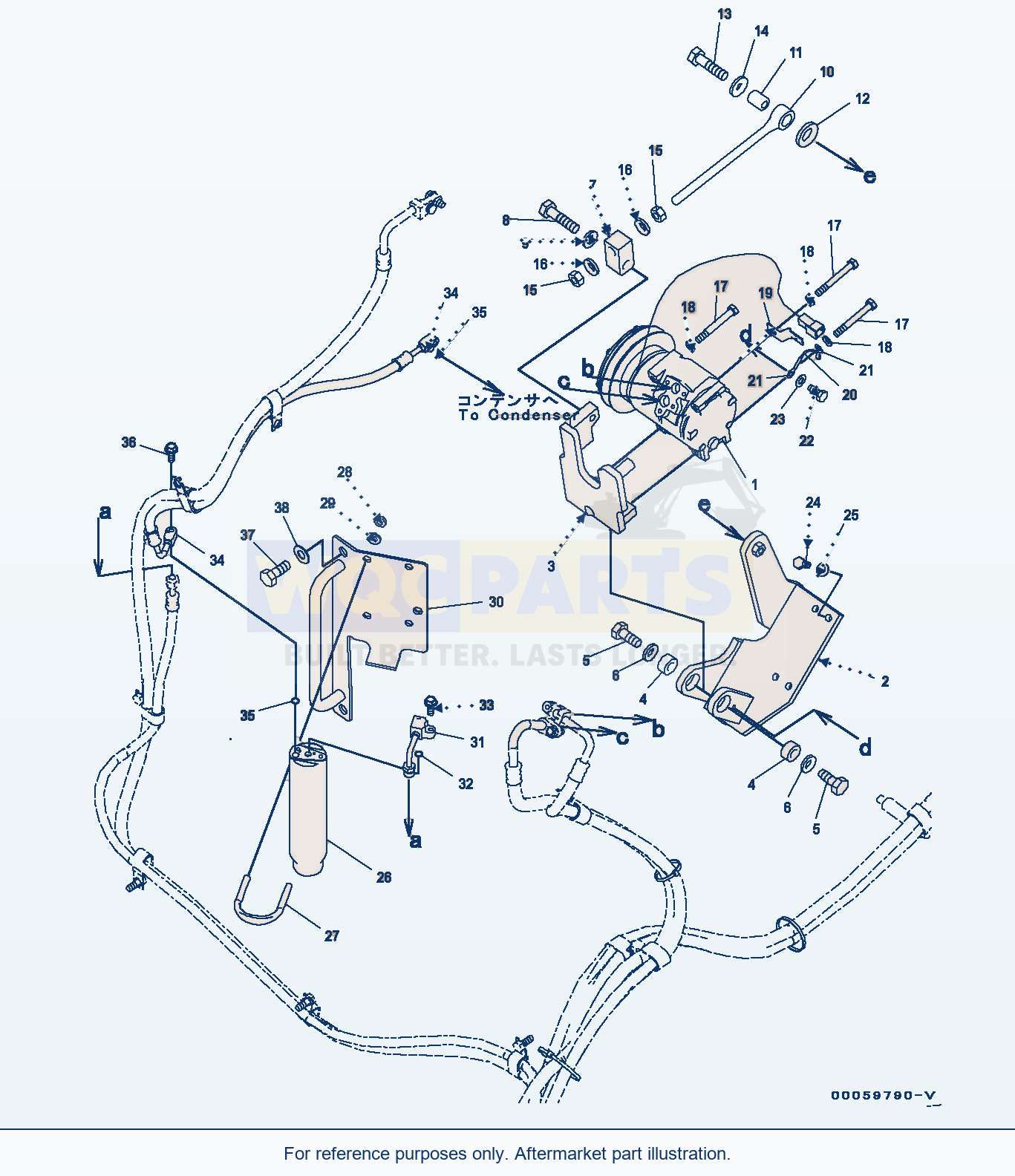 Komatsu PC400-8 Air Conditioner Unit, Compressor (#75001-75096) parts diagram