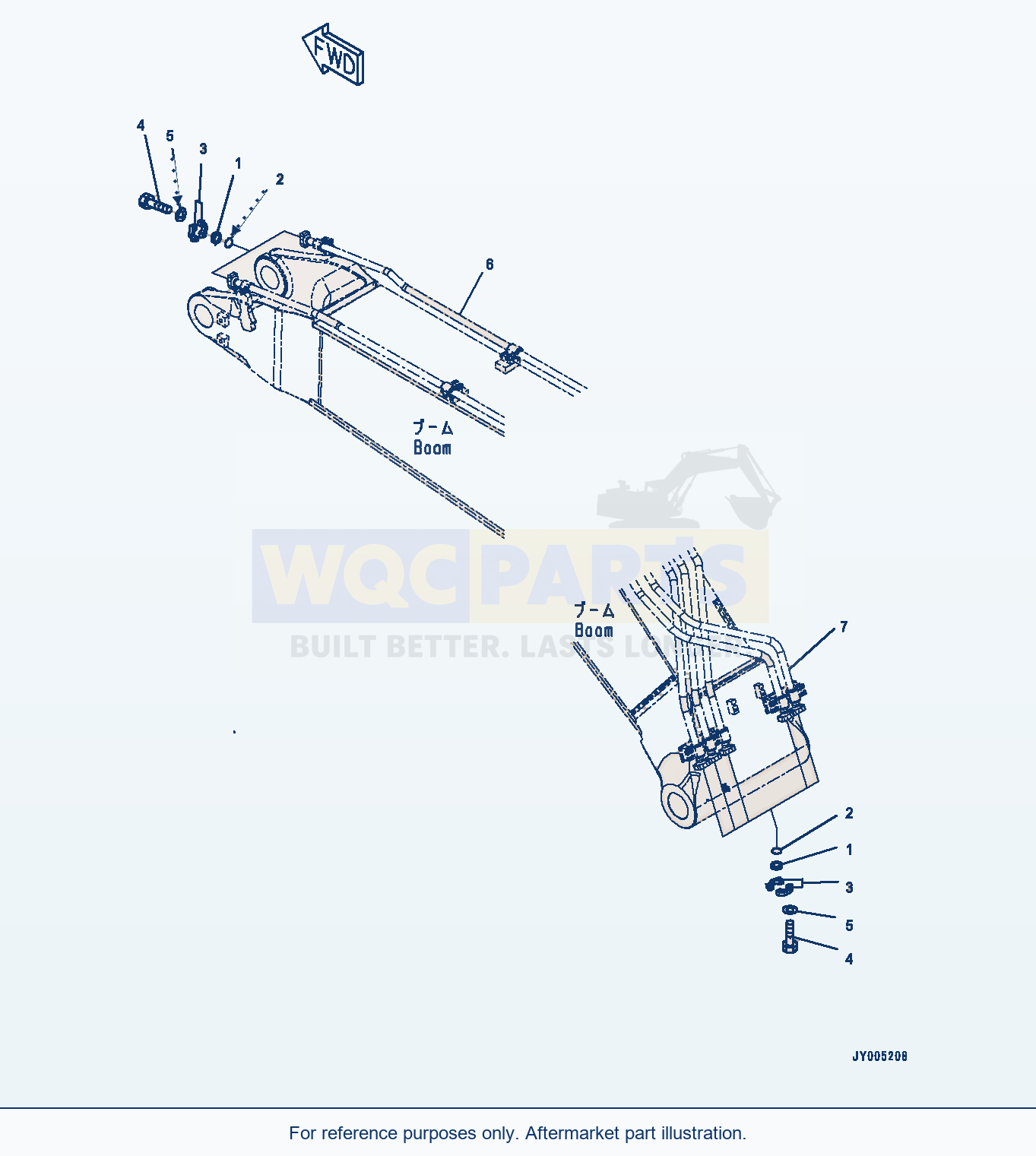 Komatsu PC400-8 Boom, 6700mm — Boom, Blind Parts (#70001-) parts diagram