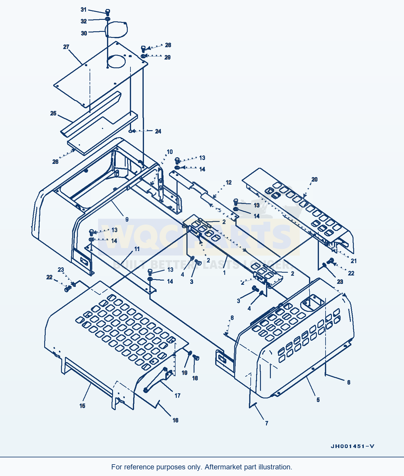 Komatsu PC400LC-8 Engine Hood, Frame (#70001-) parts diagram