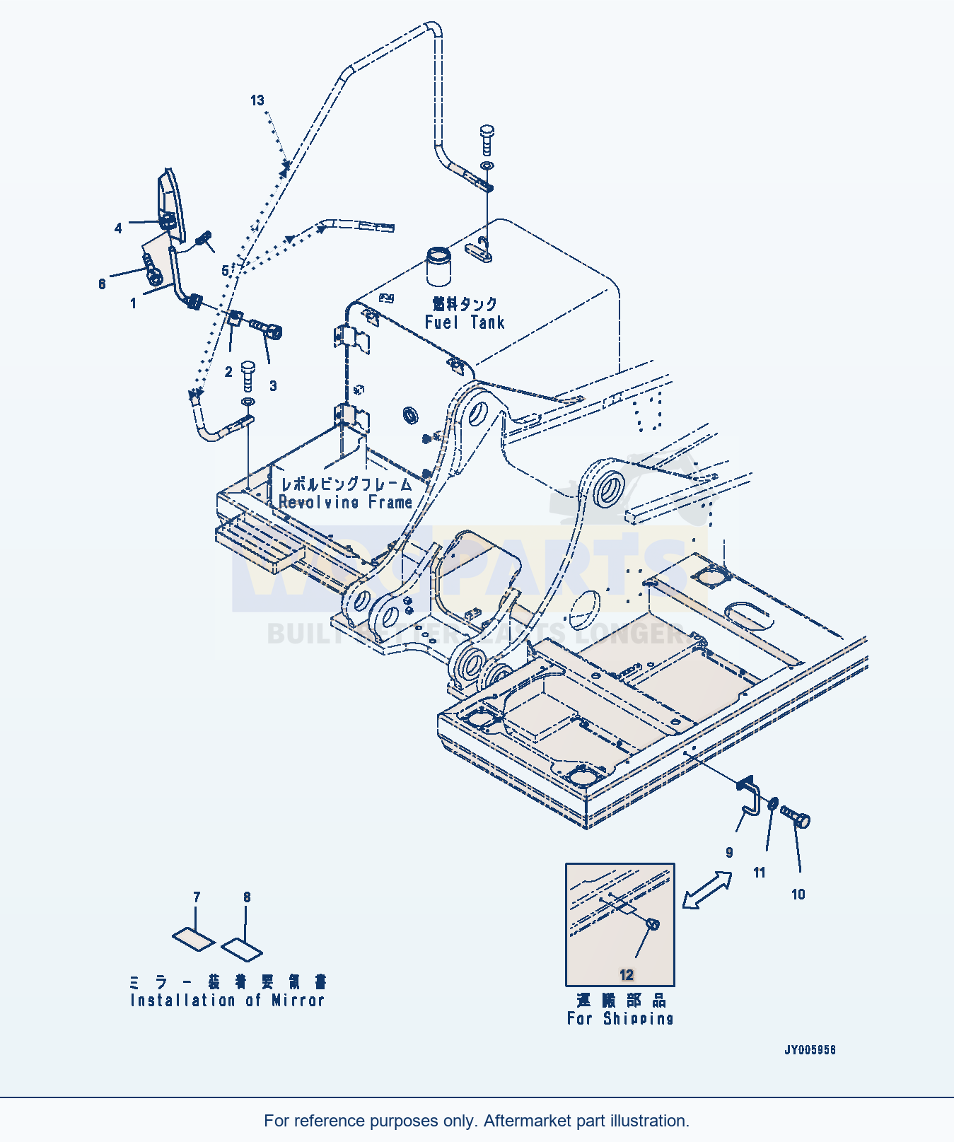 Komatsu PC400LC-8 Rearview Mirror R.H. (#75001-) parts diagram